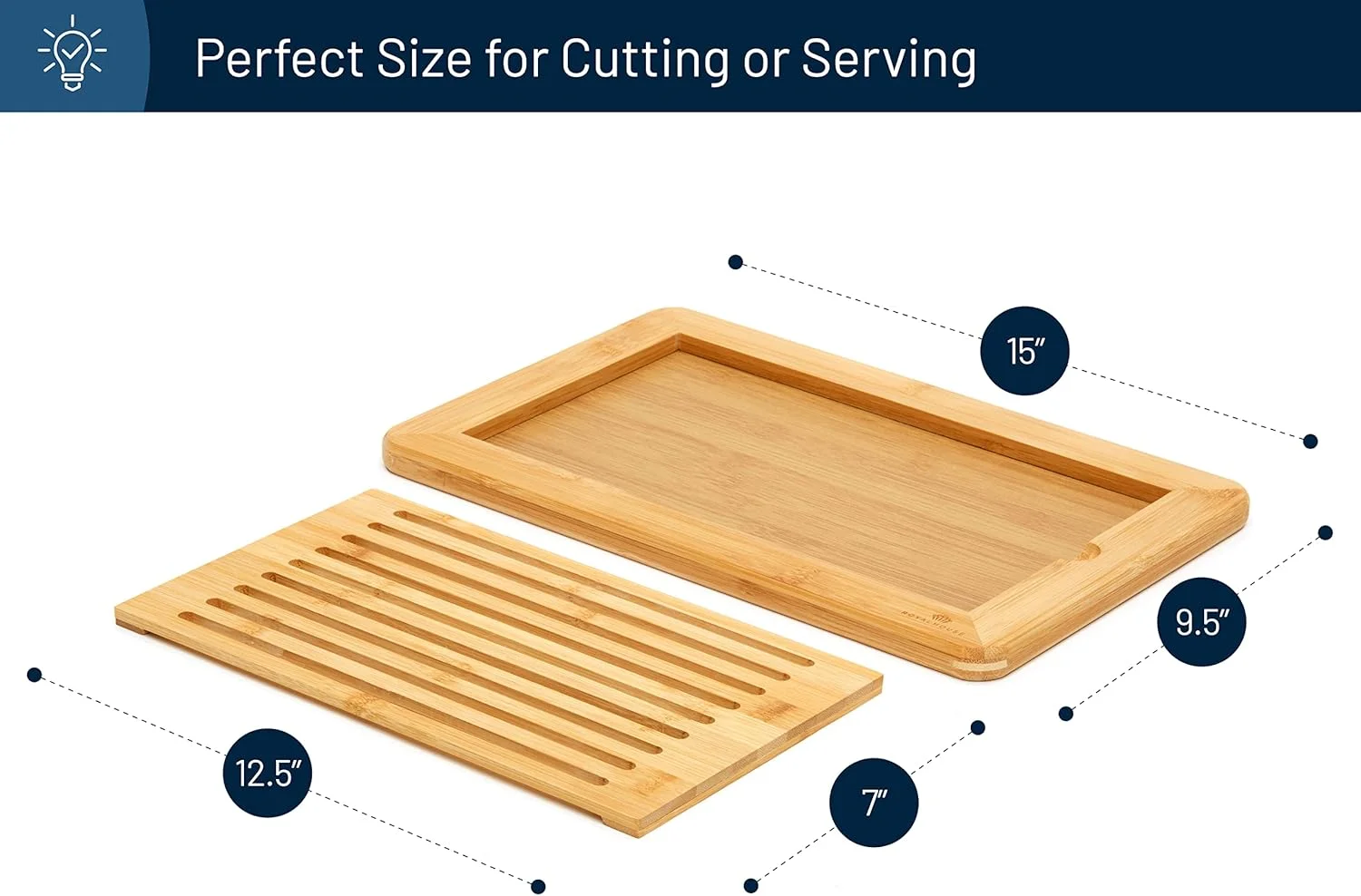 تخته برش نان بزرگ بامبو طبیعی رویال هاوس با سینی جمع آوری خرده نان، سینی سرو نان برای آشپزخانه
