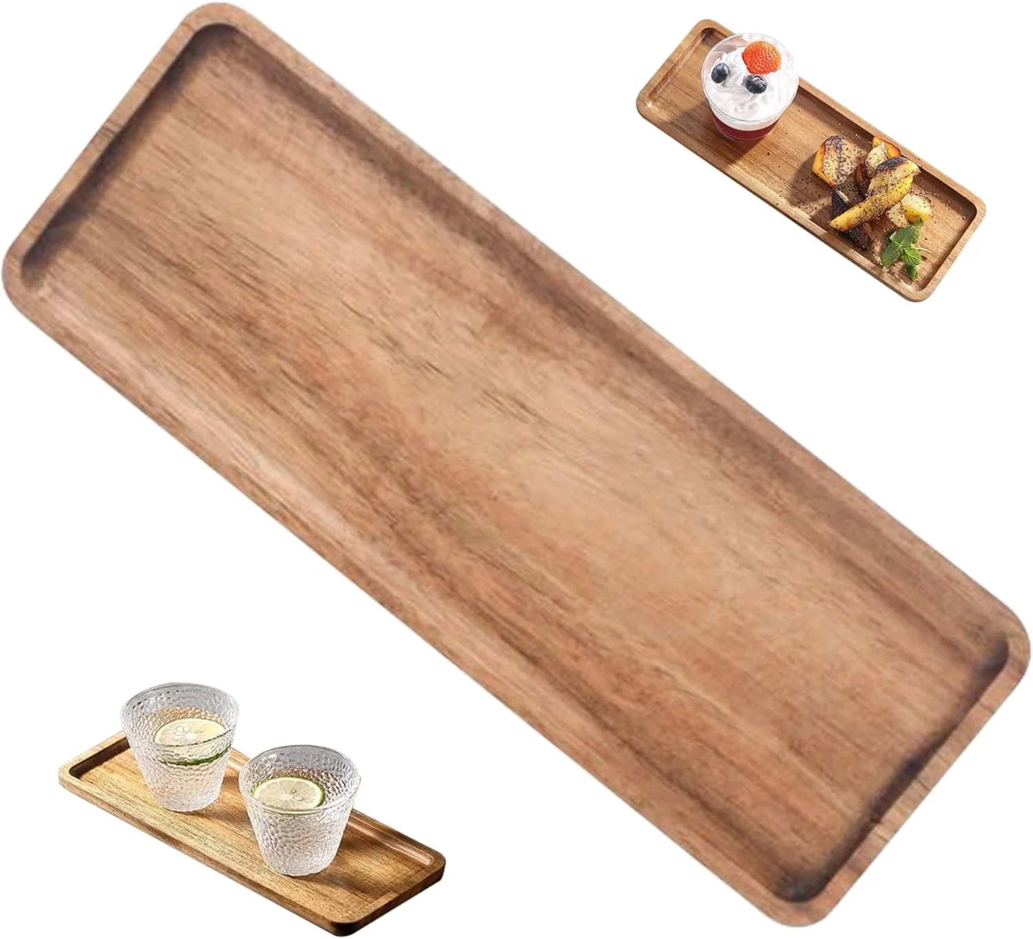 تخته سرو چوبی، سینی پنیر 28x10 سانتی‌متر، تخته اردو مستطیلی، سینی سرو صاف و طبیعی برای میوه، دسر، سبزیجات، تخته سرو چوبی، سینی چوبی