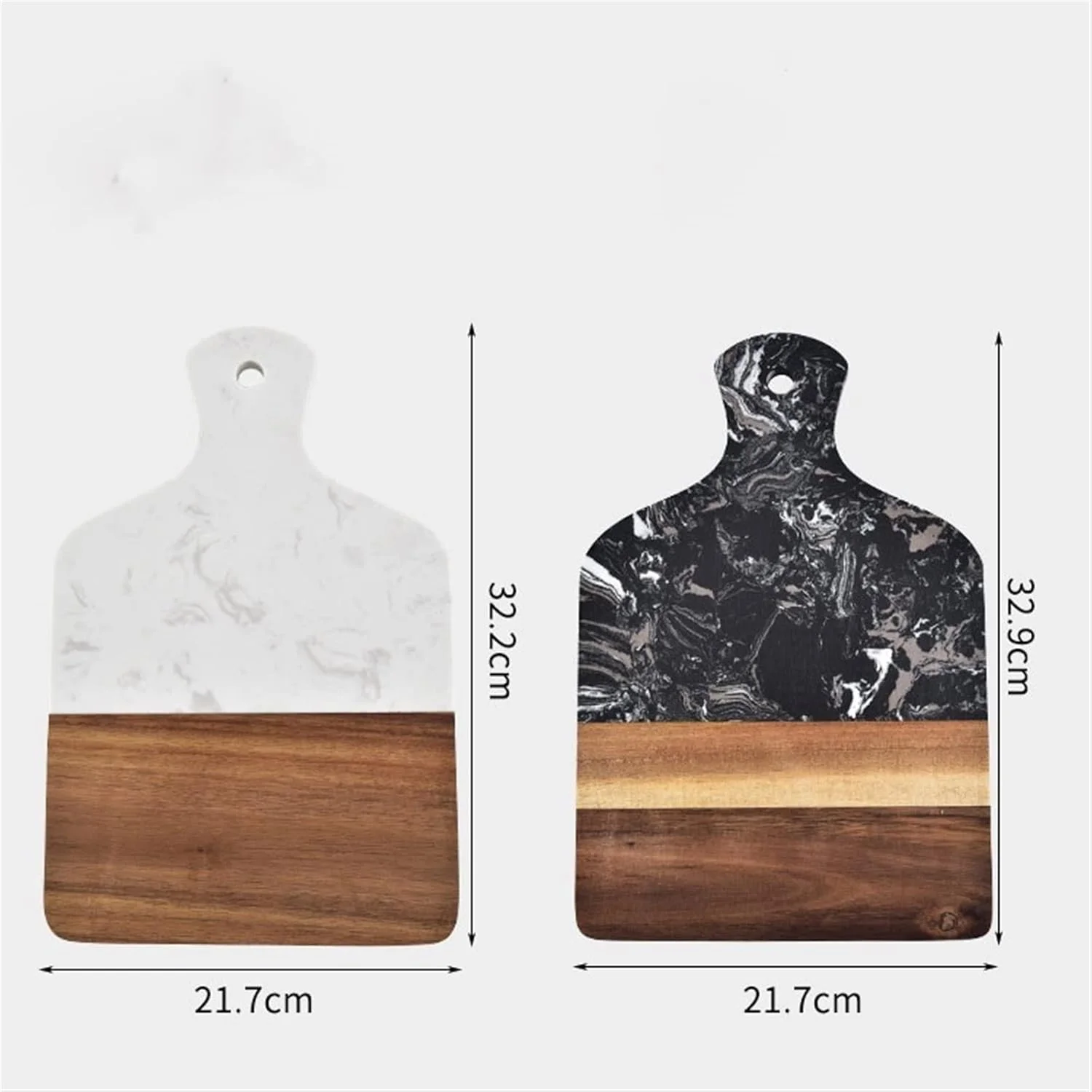 تخته برش چوبی طرح سنگ مرمر با دستگیره آسان، سینی سرو چوبی طرح سنگ مرمر برای کراکر و نان (رنگ: سفید)