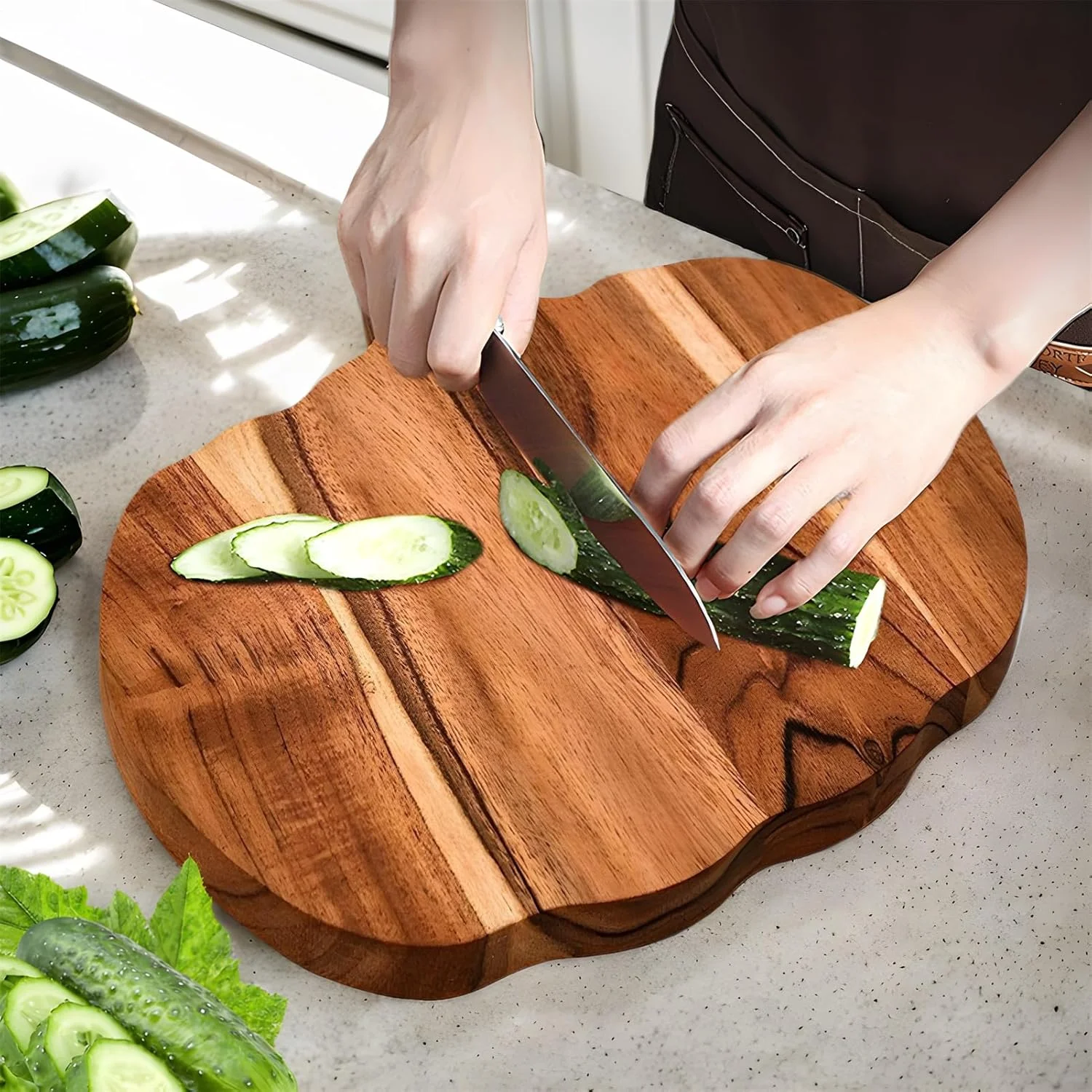 تخته سرو چوبی | تخته برش چوبی آشپزخانه، تخته برش چوبی آشپزخانه با دسته برای خرد کردن گوشت و سبزیجات