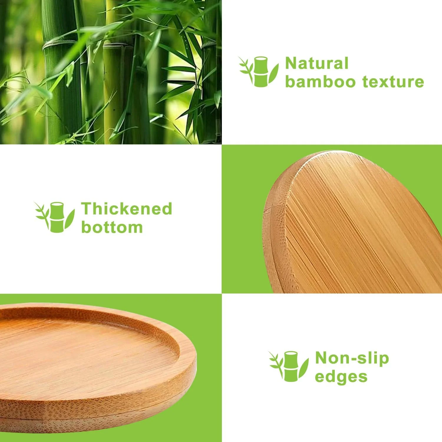 ست ۴ عددی سینی بامبو، تخته سرو مستطیلی و گرد چوبی، سینی کوچک میز چای و قهوه، برای سبزیجات، میوه، سینی سرو پیش غذا، تخته پنیر، سینی سرو برای آشپزخانه و منزل