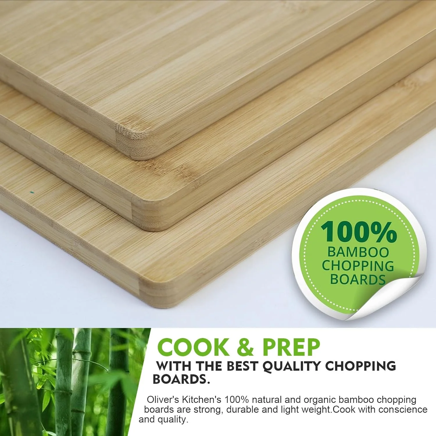 ست تخته برش چوبی بامبو SKY-TOUCH، 3 سایز کوچک، متوسط، بزرگ، تخته سرو با دسته آسان گیر، چوبی دو طرفه غیر لغزنده مناسب برای گوشت، پنیر، میوه و نان