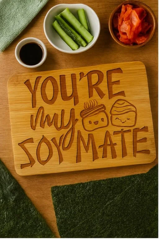 تخته برش چوبی با طرح های جذاب سوشی کاوائی، تخته سرو آشپزخانه (تو رفیق منی)