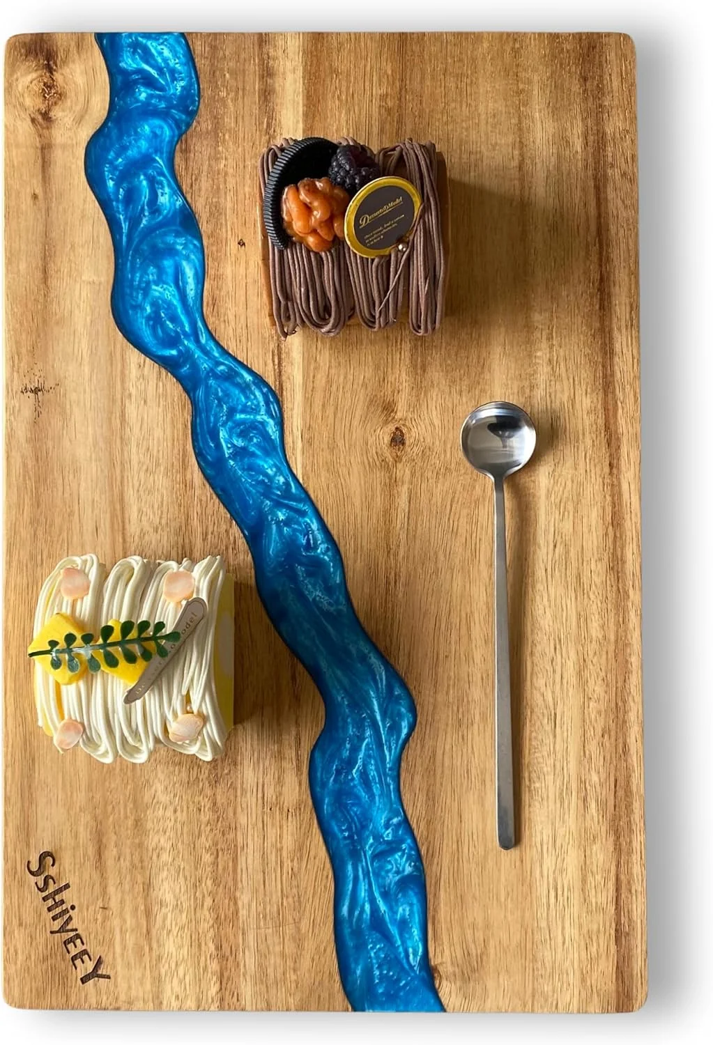 تخته سرو پنیر و اردور خوری منحصربفرد SSHIYEEY، سینی سرو چوبی، تخته برش چوب اقاقیا برای گوشت، نان، میوه و سبزیجات، آشپزخانه (38x25 سانتی متر)