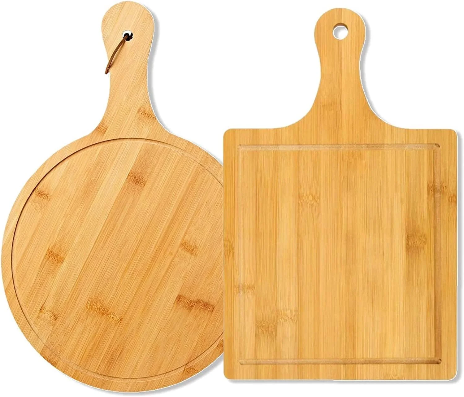 سینی سرو پیتزا چوبی بسیار بزرگ سیگما هومز، تخته پنیر بامبو دسته دار، تخته پیتزا چوبی، تخته برش گرد و مربع دسته دار، سینی پخت (COMBO)