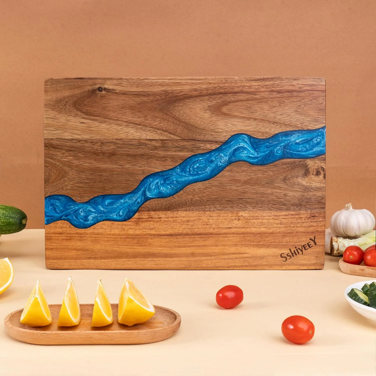 تخته سرو پنیر و اردور خوری منحصربفرد SSHIYEEY، سینی سرو چوبی، تخته برش چوب اقاقیا برای گوشت، نان، میوه و سبزیجات، آشپزخانه (38x25 سانتی متر) تخته سرو پنیر و اردور خوری منحصربفرد SSHIYEEY، سینی سرو چوبی، تخته برش چوب اقاقیا برای گوشت، نان، میوه و سبزیجات، آشپزخانه (38x25 سانتی متر)