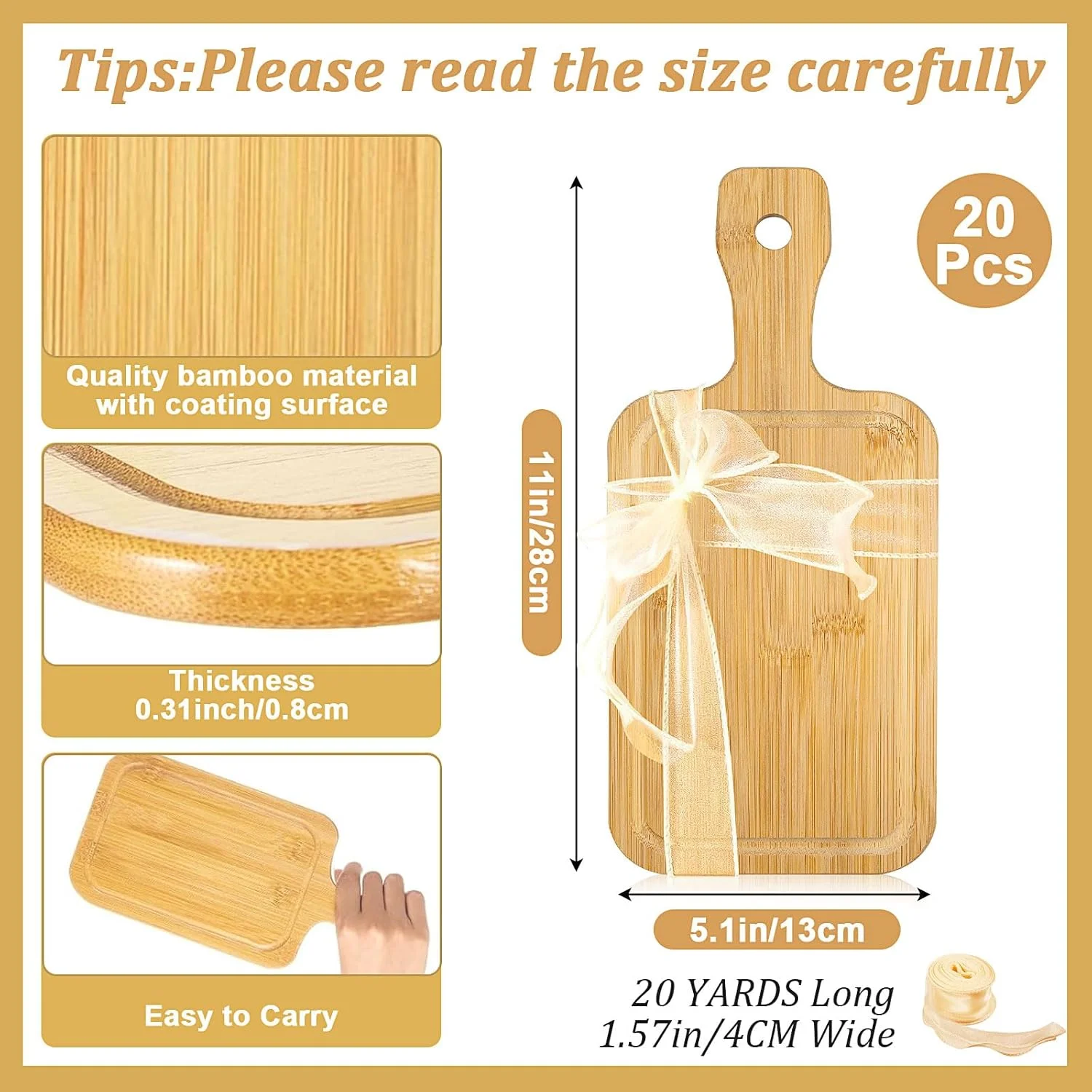 تخته برش چوبی ضخیم 20 عددی، تخته خردکن چوبی کوچک، تخته سرو چوبی خام برای پیتزا، نان، پنیر، میوه، سبزیجات، 28 در 13 سانتیمتر