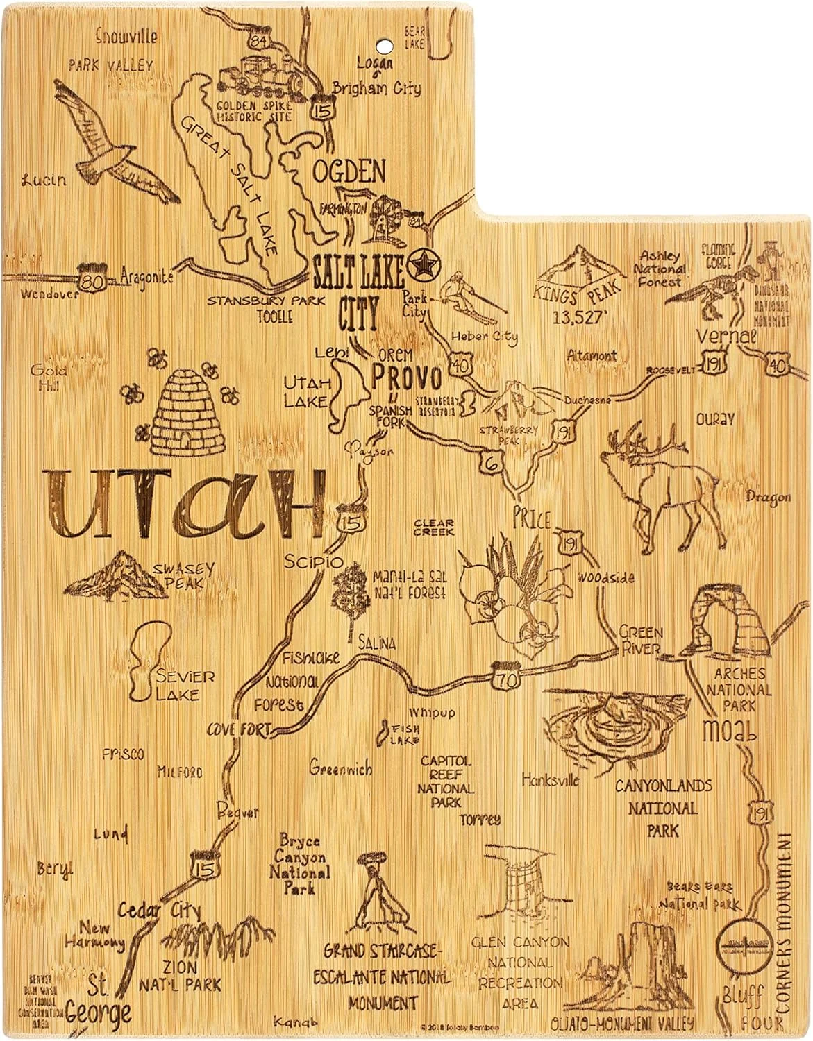 تخته سرو و برش بامبو طرح ایالت یوتا