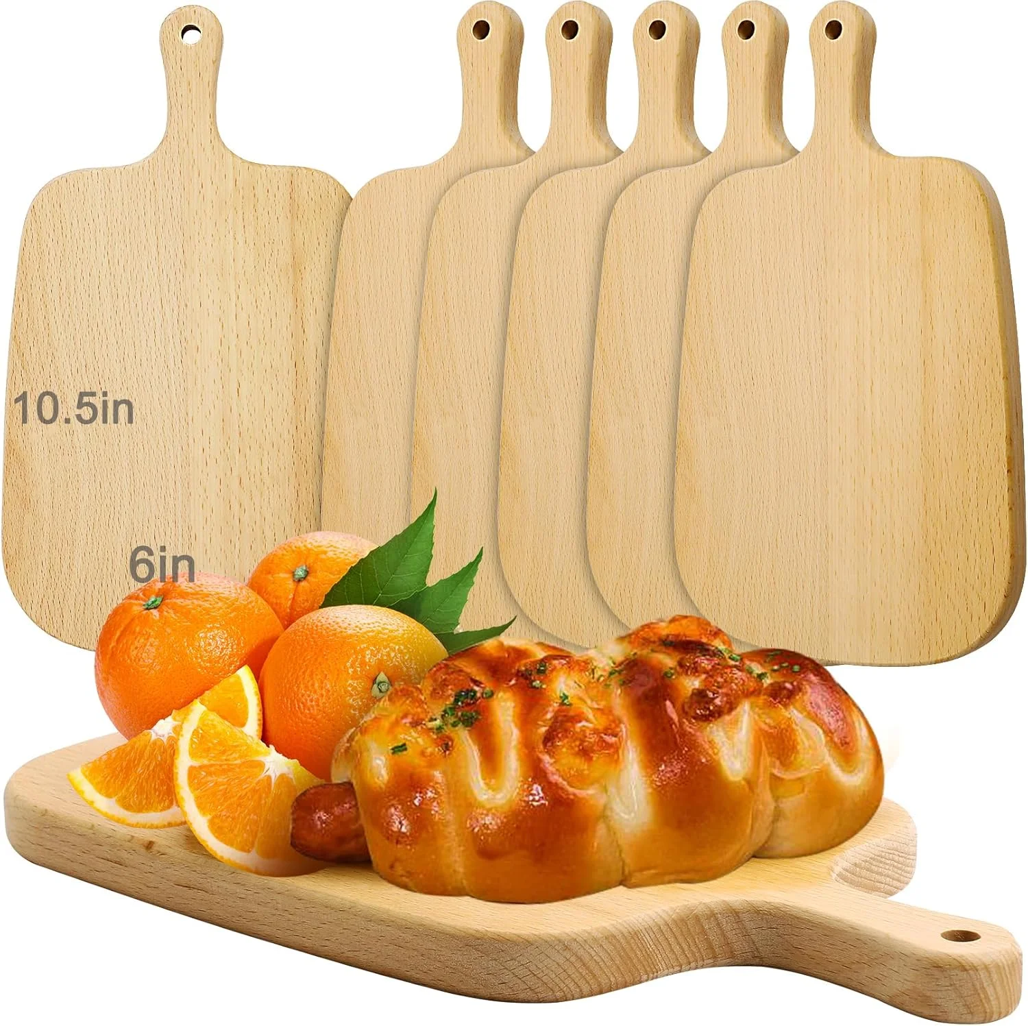 ۶ عدد تخته برش چوبی با دسته، تخته خردکن چوبی ضخیم، تخته سرو چوبی برای پنیر، نان، سبزیجات، میوه، هدیه عروسی و خانه نویی (26.67 x 15.24 x 1.52 سانتی متر) ۶ عدد تخته برش چوبی با دسته، تخته خردکن چوبی ضخیم، تخته سرو چوبی برای پنیر، نان، سبزیجات، میوه، هدیه عروسی و خانه نویی (26.67 x 15.24 x 1.52 سانتی متر)