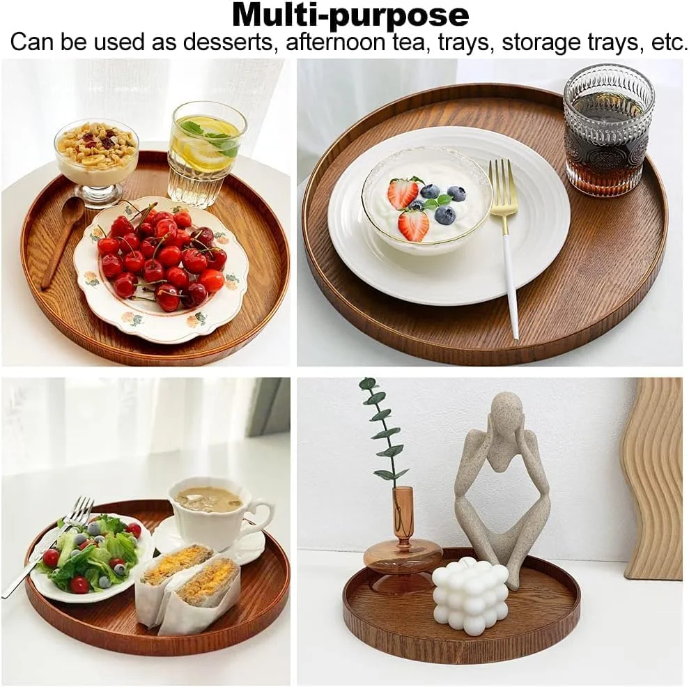 سینی گرد چوبی با طراحی زیبا، سینی سرو گرد، بشقاب چوبی، تخته سرو، سینی تزئینی برای چای، قهوه، غذا، دکوراسیون منزل (30 سانتی متر) سینی گرد چوبی با طراحی زیبا، سینی سرو گرد، بشقاب چوبی، تخته سرو، سینی تزئینی برای چای، قهوه، غذا، دکوراسیون منزل (30 سانتی متر)