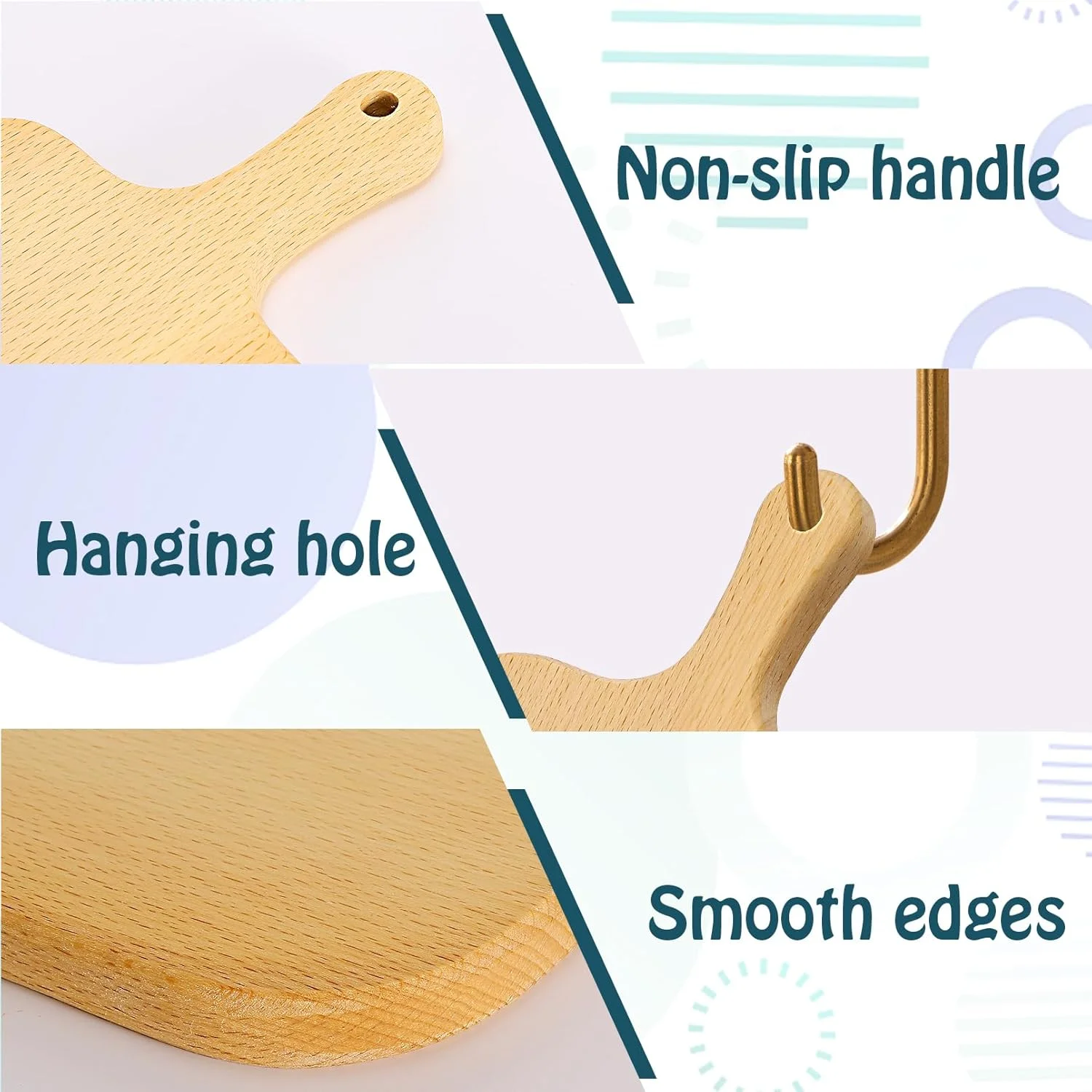 ۶ عدد تخته برش چوبی با دسته، تخته خردکن چوبی ضخیم، تخته سرو چوبی برای پنیر، نان، سبزیجات، میوه، هدیه عروسی و خانه نویی (26.67 x 15.24 x 1.52 سانتی متر)