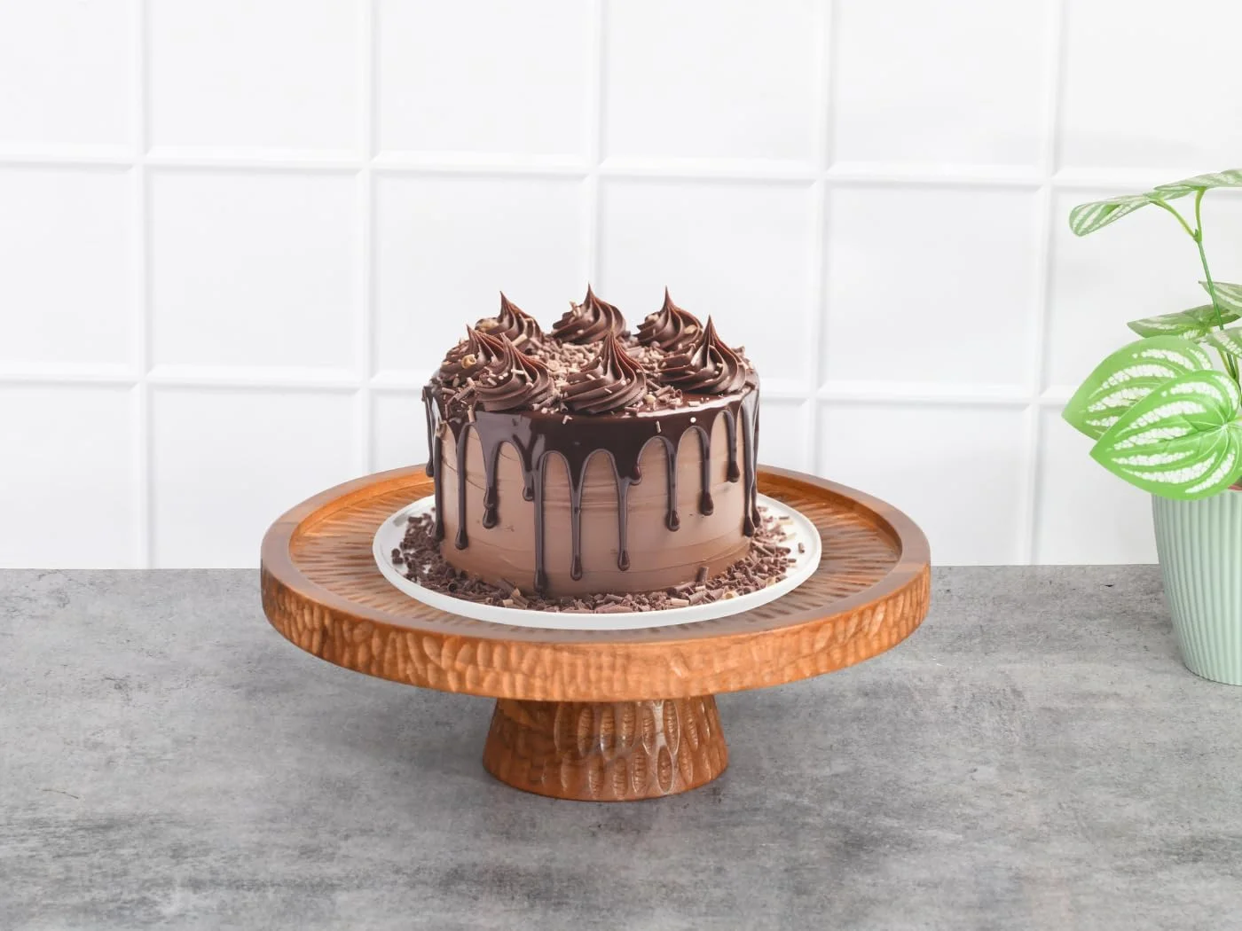 پایه کیک چوبی گرد بزرگ وستا هوم، پایه پیتزا، سینی دسر، ست نمایش میز دسر 2 در 1 و تخته سرو برای پنیر، چیپس و دیپ، ناچو، سینی میوه | قطر - 30 سانتی متر
