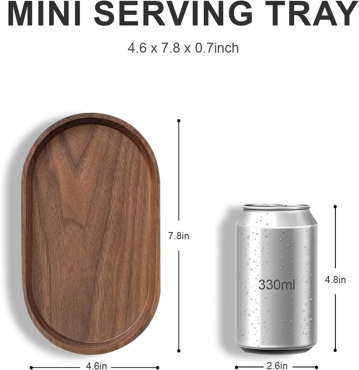 سینی پذیرایی واندروپ برای مهمانی ها، سینی کوچک برای چای و قهوه، بشقاب های چوبی بیضی شکل برای سرو غذا، تخته سرو برای میوه، پیش غذا و سبزیجات، 20x12 سانتی متر (گردویی، ست 2 عددی)