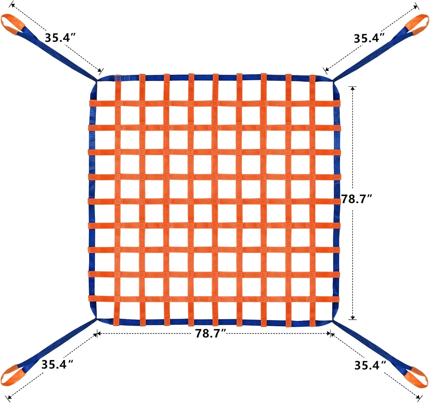 تور حمل بار 2x2 متری - تسمه های بالابر برای بالابر - توری تخت پلی استر - تسمه های توری بالابر - توری آویز بار - برای بارگیری و تخلیه بار - حداکثر ظرفیت بار: 2000 کیلوگرم