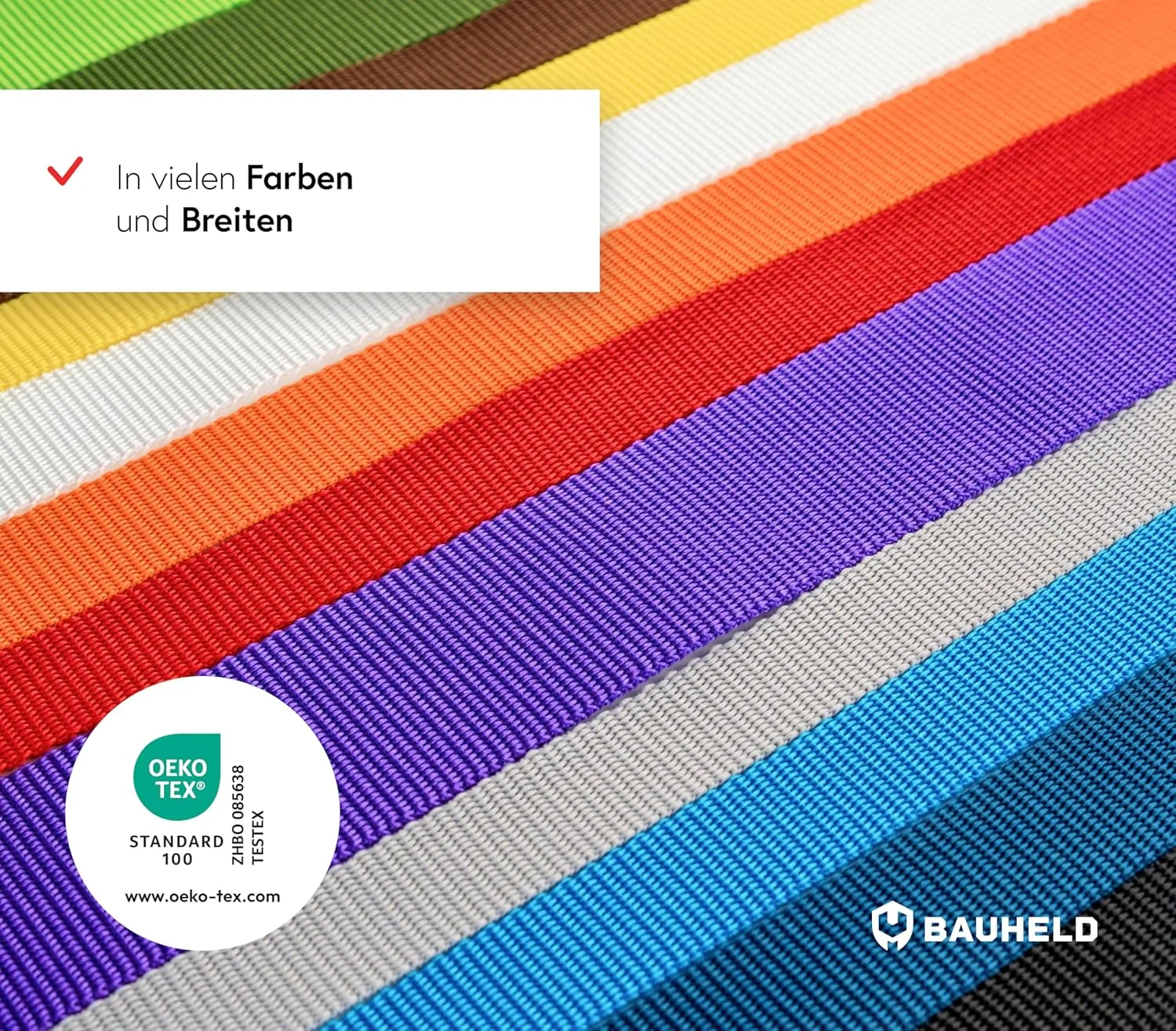 تسمه بافتی یونیورسال ۱۰ متری BAUHELD، ۲۵ میلی‌متری [ساخت آلمان] – تسمه نصب پارچه‌ای پلی‌پروپیلن – تسمه برای اتصال، دوخت یا لوازم جانبی کوله پشتی، چمدان، سگک پلاگین، تسمه کششی