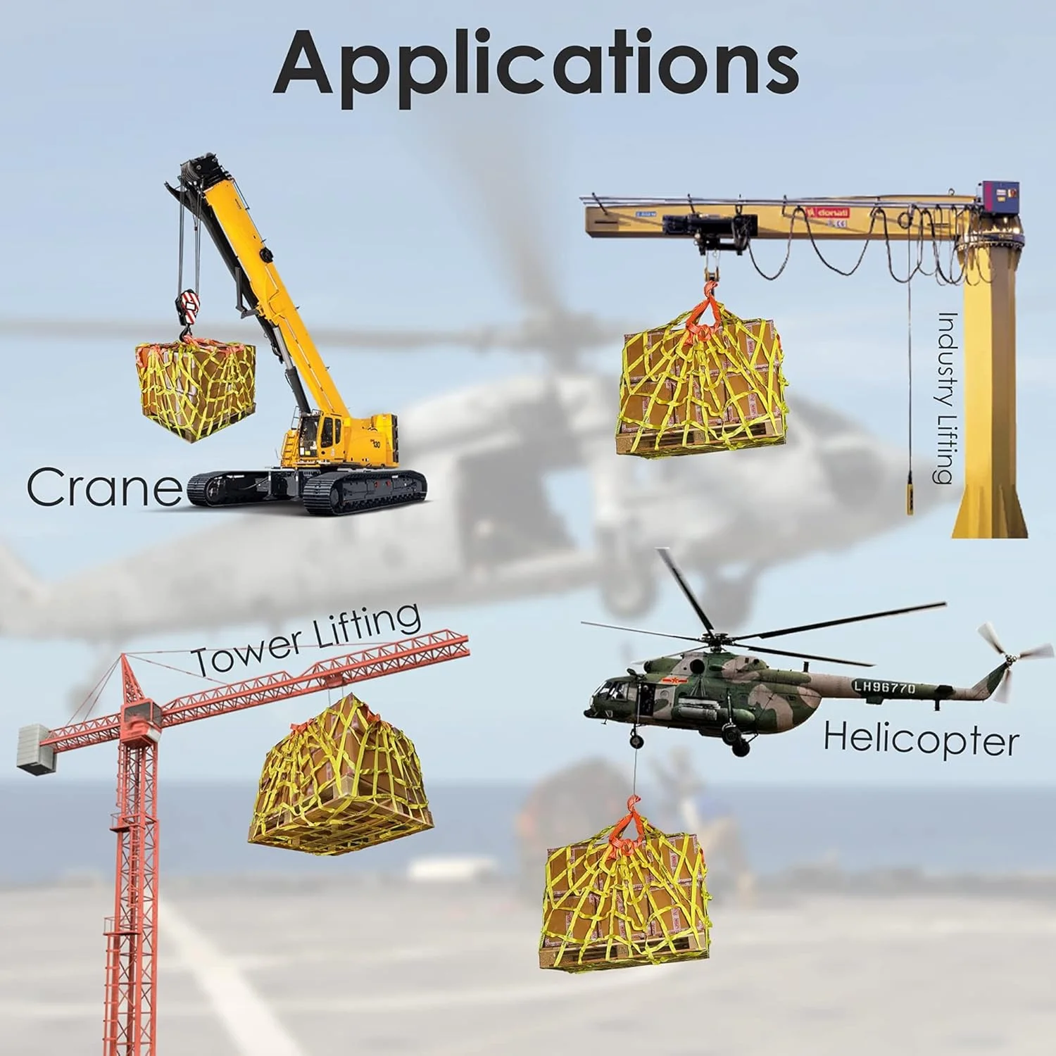 تور حمل بار تخت نایلونی - تسمه های حمل بار، کیسه حمل بار پلی استر، تور آویز، تسمه های تور حمل بار، تور ایمنی ضد پارگی با تحمل بار قوی (سایز: 3 X 3M / مش 15cm / Lo