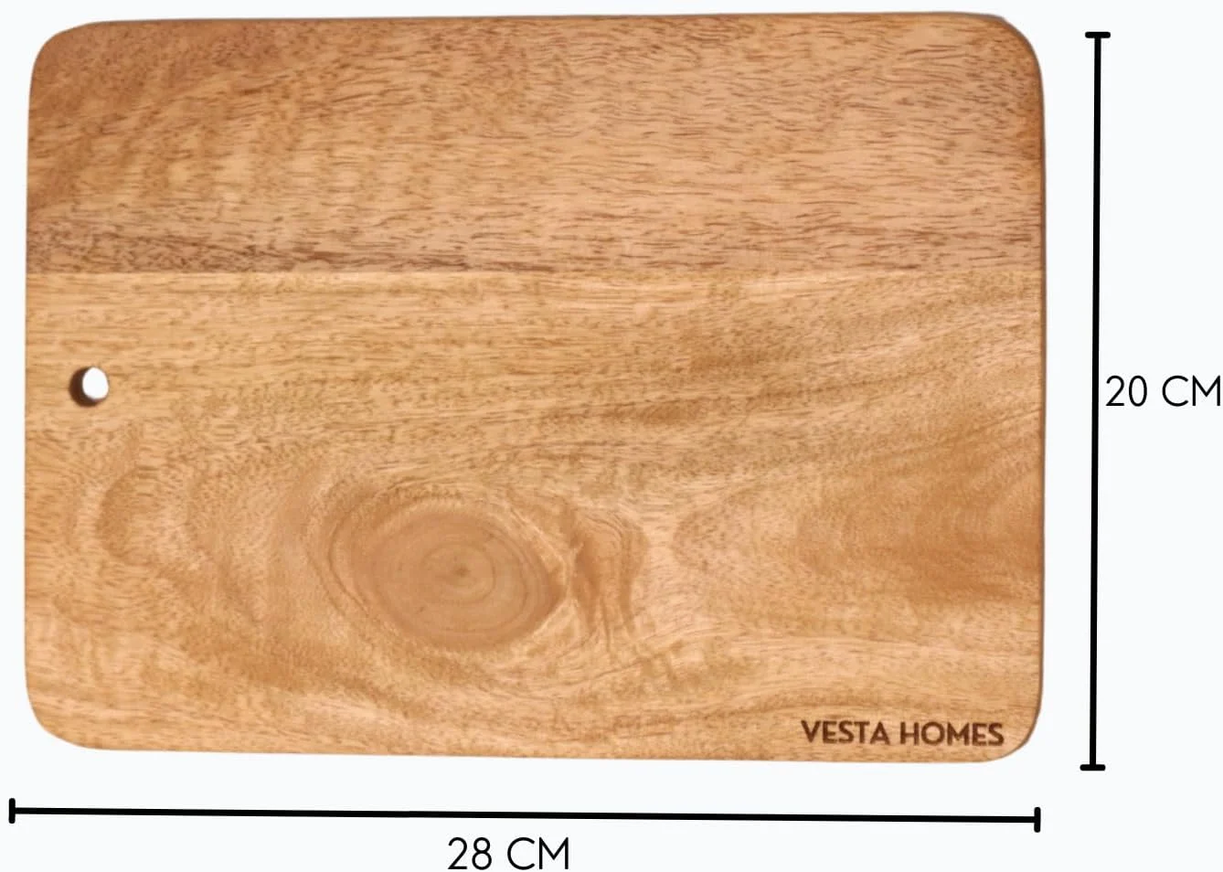 تخته برش/خردکن/سرو چوبی Vesta Homes، سینی برای سبزیجات، پنیر و Charcuterie | چوب انبه | 28 x 20 x 1.5 سانتی متر | دست ساز هند