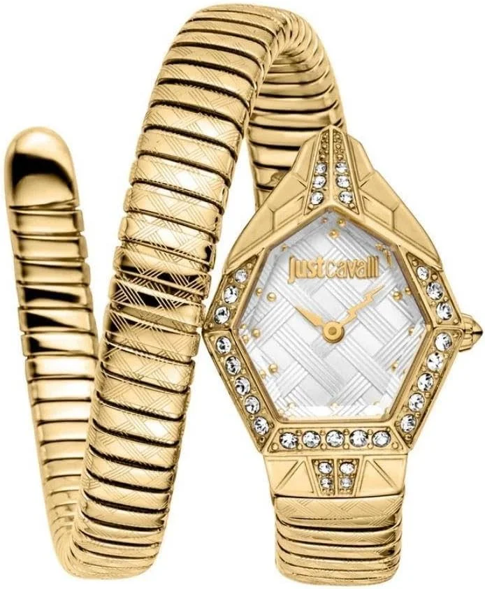 ساعت مچی زنانه جاست کاوالی مدل Signature Snake با بدنه استیل ضد زنگ و رنگ طلایی - JC1L303M0025
