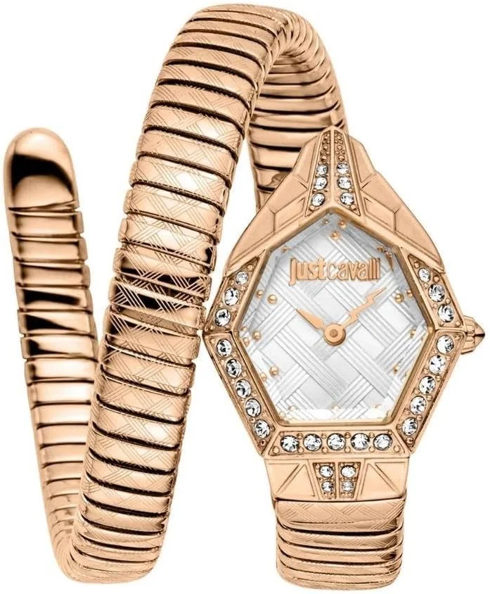 ساعت مچی زنانه جاست کاوالی مدل Signature Snake با بدنه استیل ضد زنگ و رنگ رزگلد - JC1L303M0045