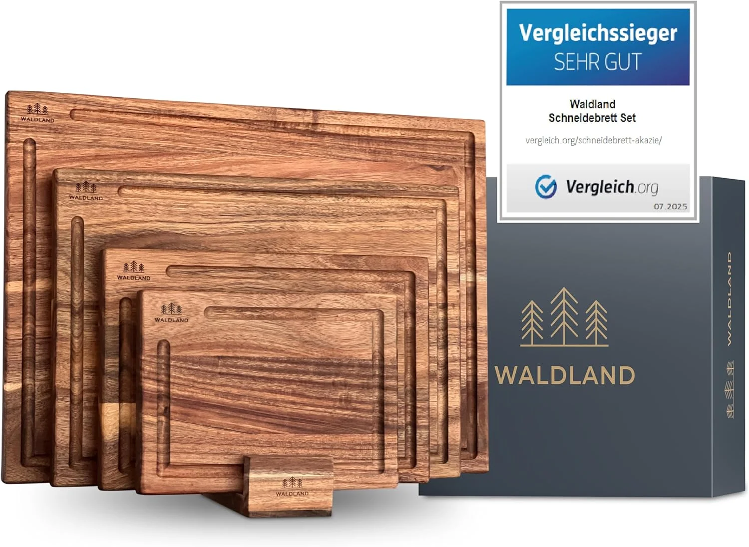 ست تخته خردکن چوبی پریمیوم والدلند، 4 تکه (40x30، 33x24، 27x18، 21x15) به همراه استند تخته | تخته چوبی آشپزخانه | ست تخته خردکن ساخته شده از چوب اقاقیای مقاوم ست تخته خردکن چوبی پریمیوم والدلند، 4 تکه (40x30، 33x24، 27x18، 21x15) به همراه استند تخته | تخته چوبی آشپزخانه | ست تخته خردکن ساخته شده از چوب اقاقیای مقاوم