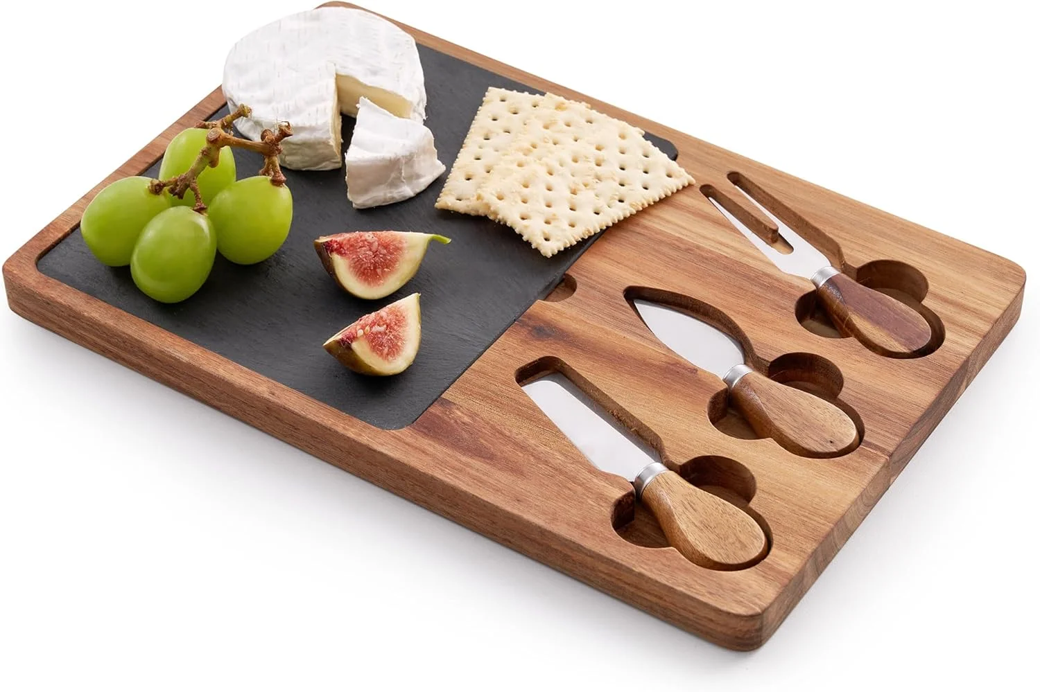 تخته سرو پنیر بامبو VIVO به همراه 4 چاقوی پنیر، تخته سرو چوبی مناسب مهمانی ها و هدیه تولد تخته سرو پنیر بامبو VIVO به همراه 4 چاقوی پنیر، تخته سرو چوبی مناسب مهمانی ها و هدیه تولد