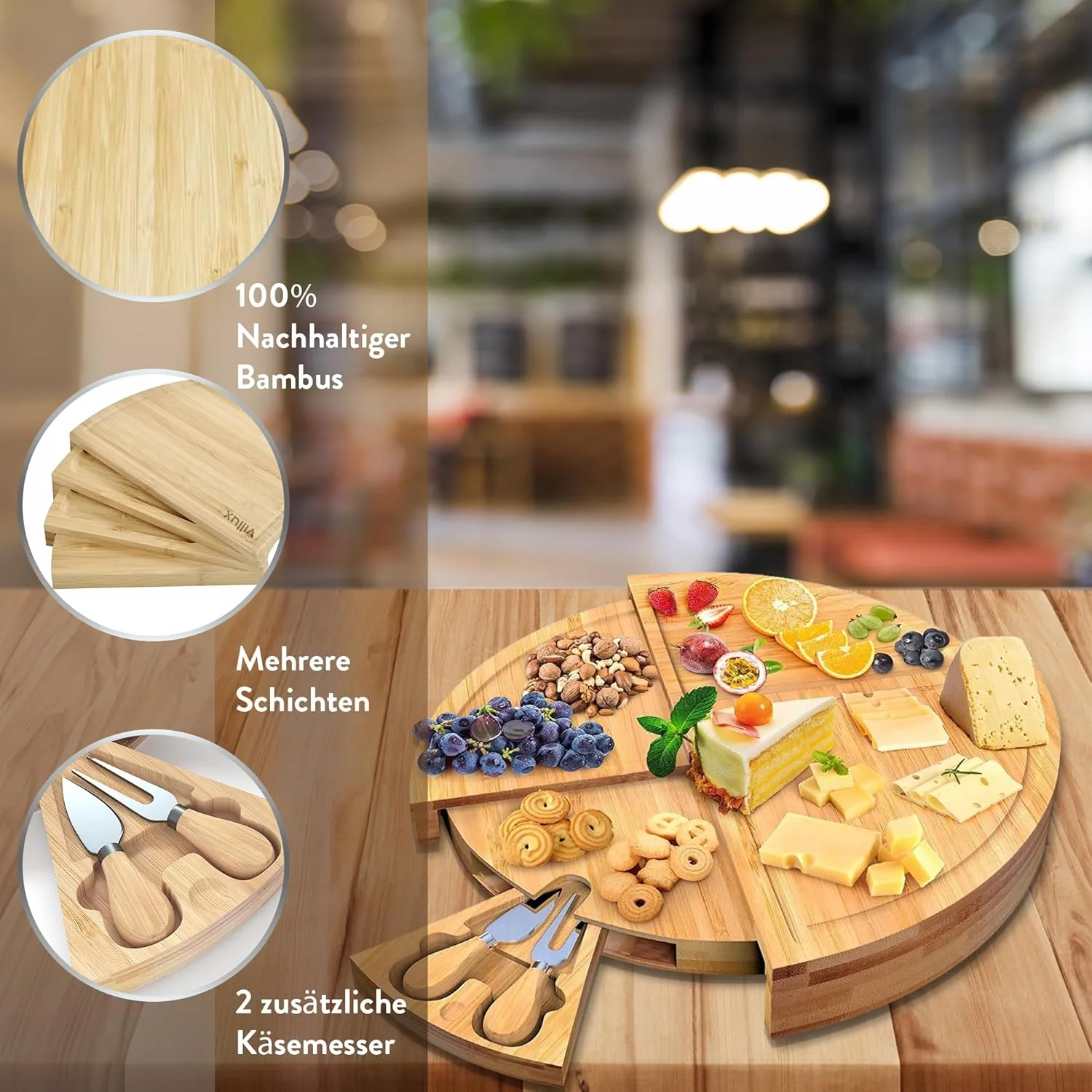 بشقاب سرو بامبو، بشقاب سرو، تخته باربیکیو چوبی، تخته سرو، بشقاب پنیر، تخته گوشت، ست چاقوی پنیر، تخته پنیر چوبی