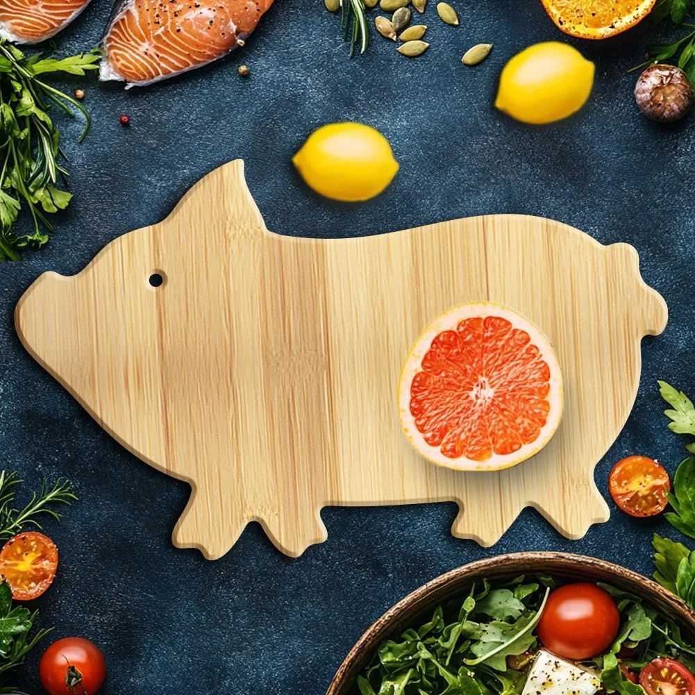 تخته برش چوبی بامبو طرح خوک WEBEEDY، تخته سرو و برش فانتزی با سوراخ آویز، تخته برش کوچک طرح حیوانات مزرعه، تخته سرو چوبی برای تزئین آشپزخانه، 25x40x1.5 سانتی متر
