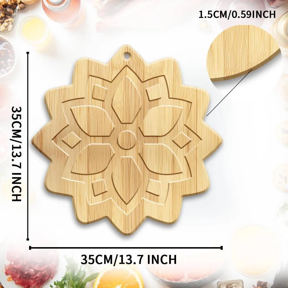 تخته برش چوبی بامبو طرح گل WEBEEDY، تخته برش کوچک آشپزخانه با سوراخ آویز، تخته سرو چوبی تزئینی، (35 x 35 سانتی متر)