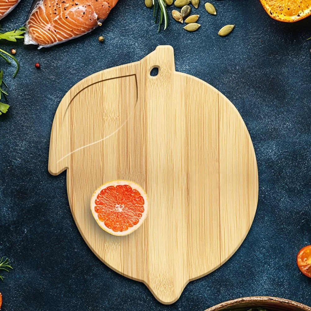 تخته برش چوبی بامبو طرح لیمو WEBEEDY، تخته سرو فانتزی برای آشپزخانه با سوراخ آویز، تخته برش چوبی کوچک تزئینی برای سرو گوشت (28.2 x 35 سانتی متر)