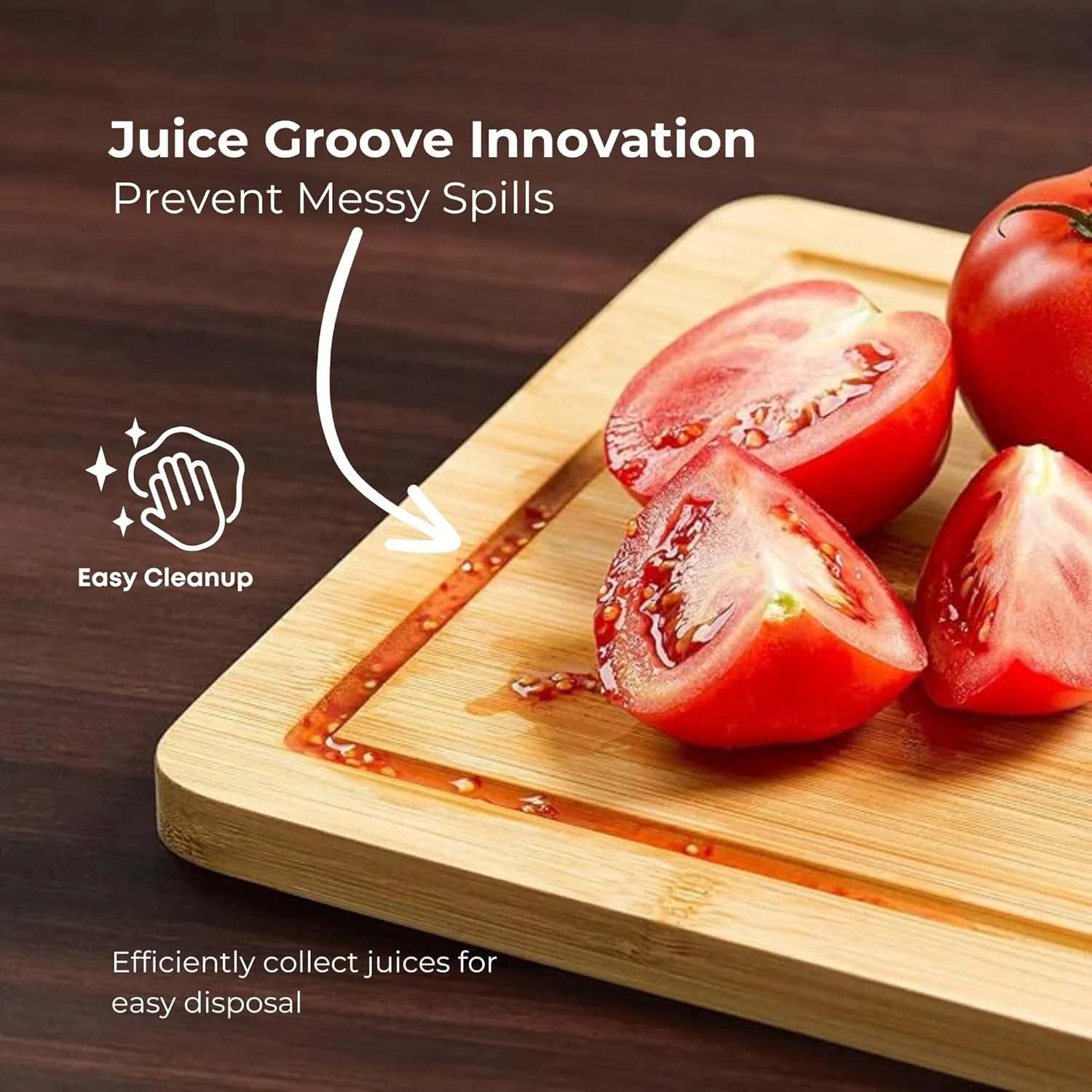 تخته برش بامبو ارگانیک WELU - ست 3 تکه تخته برش بامبو بدون BPA با اندازه های مختلف - تخته برش های دو طرفه برای آشپزخانه با شیارهای عمیق آبمیوه، ست تخته سرو با دسته ارگونومیک