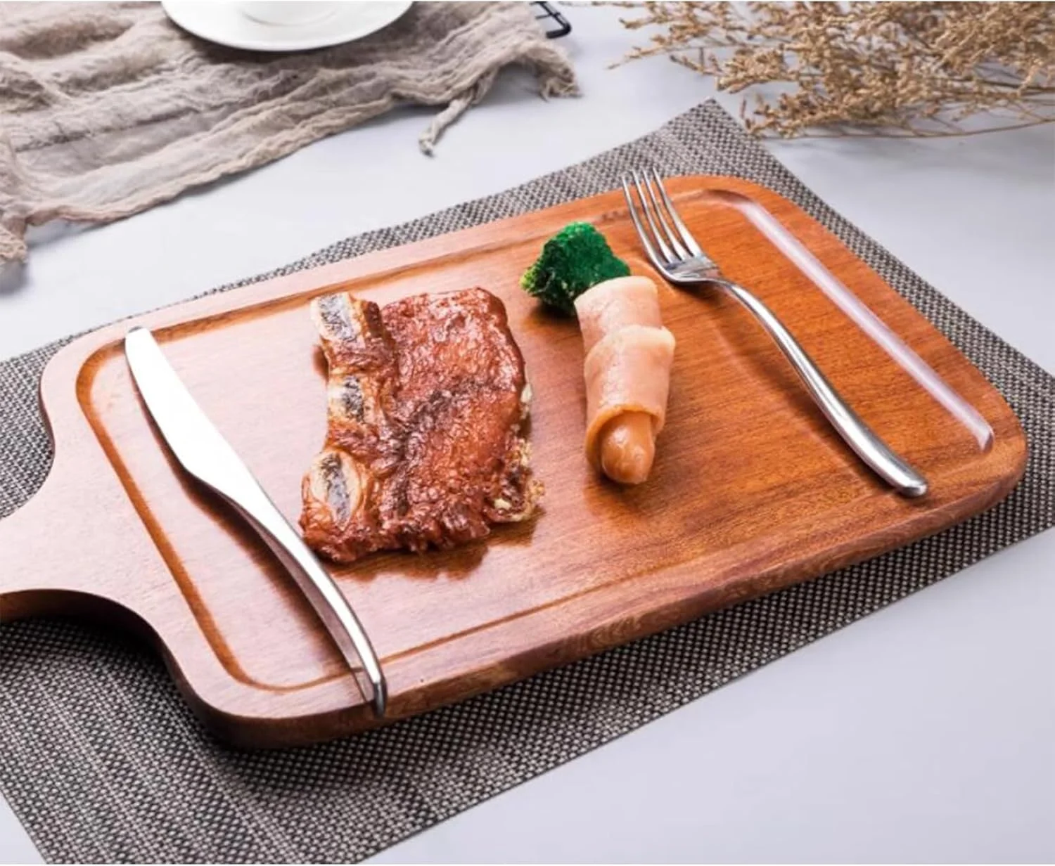 تخته برش چوبی برای آشپزخانه، تخته خردکن و تخته سرو - 24 * 46.5 سانتی متر - ایده آل برای...