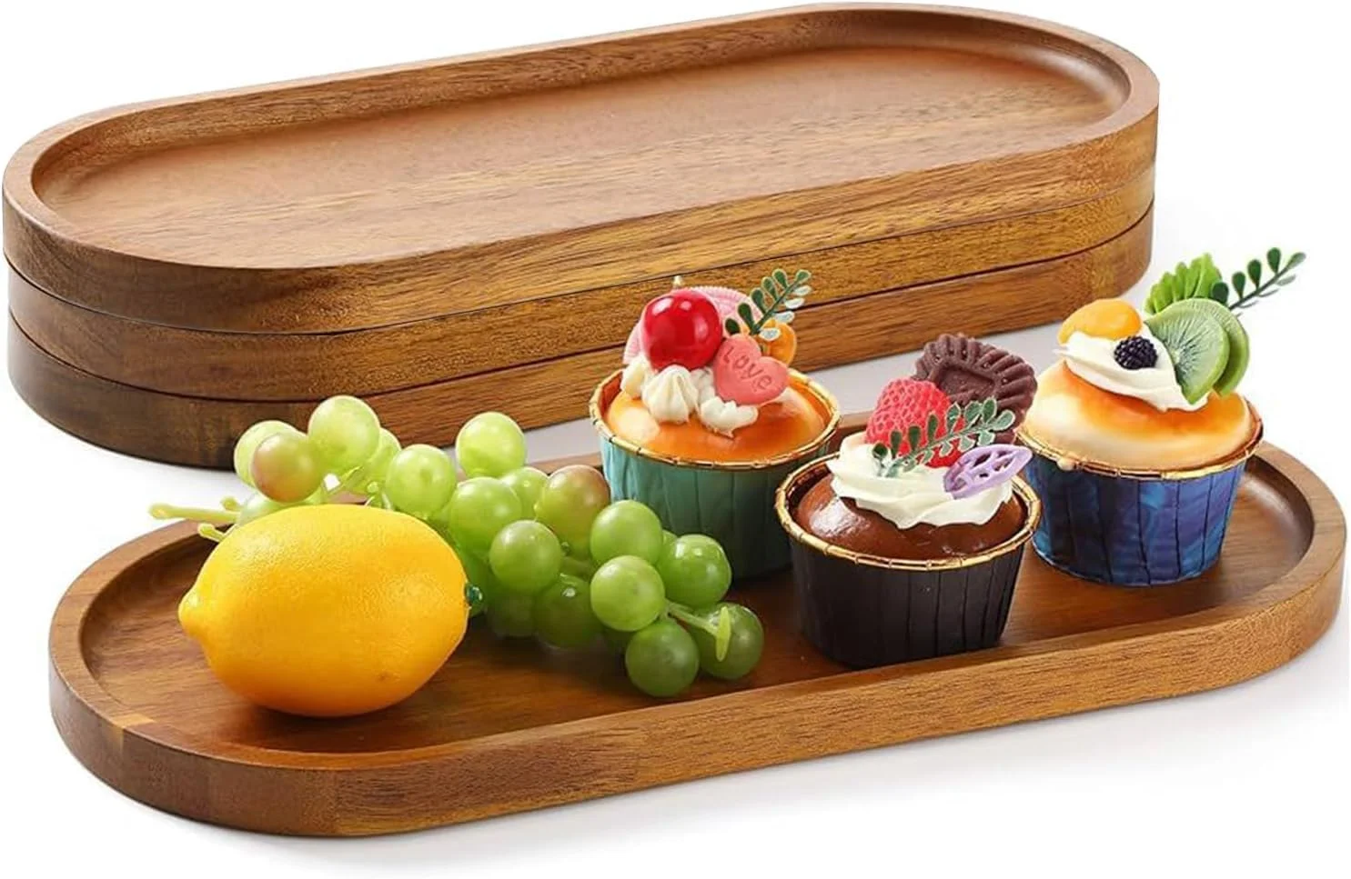 سینی سرو چوبی بزرگ 35x14 سانتیمتر، تخته سرو، بشقاب چوبی بیضی شکل، بشقاب شامپذیر پنیر، مناسب برای دسر، میان وعده، نان، میوه، پیش غذا (بسته 4 عددی) سینی سرو چوبی بزرگ 35x14 سانتیمتر، تخته سرو، بشقاب چوبی بیضی شکل، بشقاب شامپذیر پنیر، مناسب برای دسر، میان وعده، نان، میوه، پیش غذا (بسته 4 عددی)