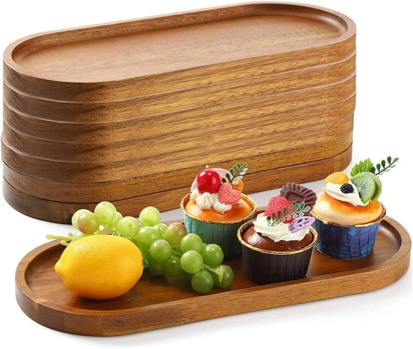 سینی سرو چوبی بزرگ 35x14 سانتیمتری، تخته سرو، بشقاب چوبی بیضی شکل، سینی سرو چوبی عمده برای دسر، اسنک، نان، میوه، پیش غذا (بسته 8 عددی) سینی سرو چوبی بزرگ 35x14 سانتیمتری، تخته سرو، بشقاب چوبی بیضی شکل، سینی سرو چوبی عمده برای دسر، اسنک، نان، میوه، پیش غذا (بسته 8 عددی)