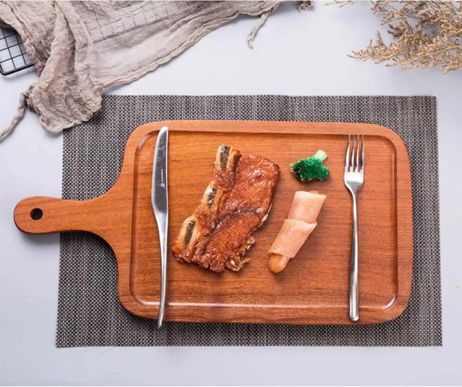 تخته برش چوبی برای آشپزخانه، تخته خردکن و تخته سرو - 24 * 46.5 سانتی متر - ایده آل برای...