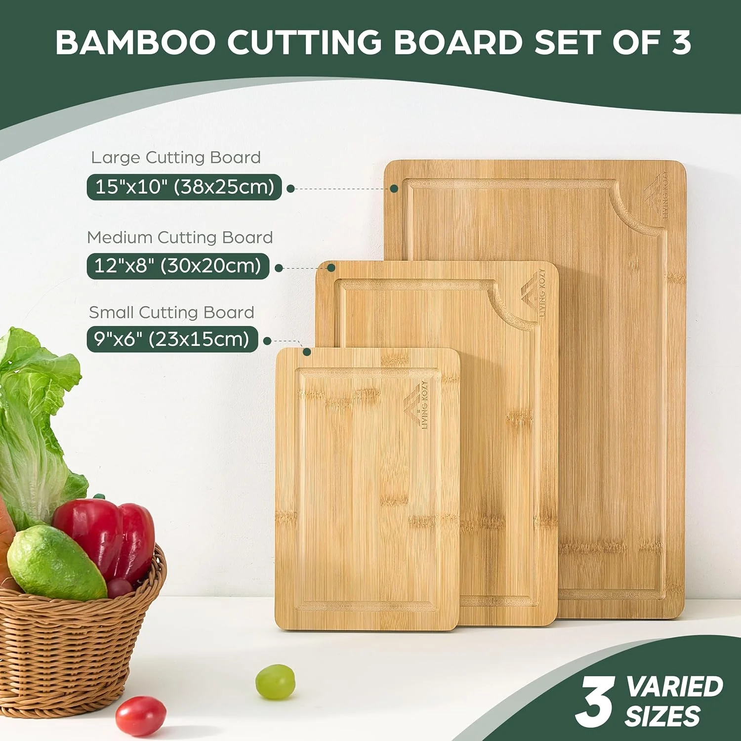 تخته برش چوبی برای آماده سازی و سرو غذا در آشپزخانه، ست تخته برش چوبی بامبو 3 تکه، تخته سرو و خردکن گوشت، هدیه لوازم آشپزخانه، ست 3 عددی 38x25، 30x20 و 23x15 سانتی متر. تخته برش چوبی برای آماده سازی و سرو غذا در آشپزخانه، ست تخته برش چوبی بامبو 3 تکه، تخته سرو و خردکن گوشت، هدیه لوازم آشپزخانه، ست 3 عددی 38x25، 30x20 و 23x15 سانتی متر.