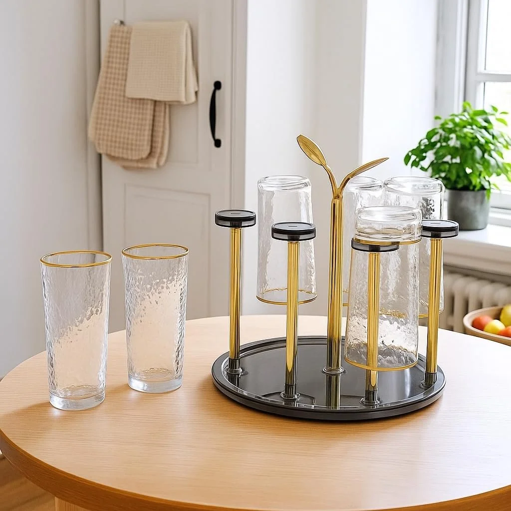 جای خشک کن لیوان چوبی B&S با جام های شیشه ای شفاف – ست فنجان شیشه ای شفاف گلاسیر روی سینی چوبی طبیعی – استند سرو و سازماندهی 33x16.5x11 سانتی متر برای آشپزخانه، بار یا میز غذاخوری جای خشک کن لیوان چوبی B&S با جام های شیشه ای شفاف – ست فنجان شیشه ای شفاف گلاسیر روی سینی چوبی طبیعی – استند سرو و سازماندهی 33x16.5x11 سانتی متر برای آشپزخانه، بار یا میز غذاخوری