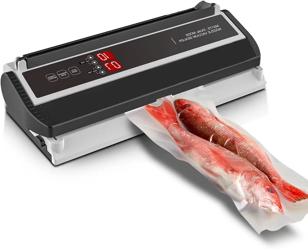 دستگاه وکیوم سیلر تجاری، دستگاه بسته بندی مواد غذایی 250 وات، میله آب بندی 40 سانتی متری، با عملکرد دمنده هوا و برش، بسته بندی مواد غذایی خشک و مرطوب برای کیسه های صاف یا کیسه های مایلار، 42X18X13 سانتی متر