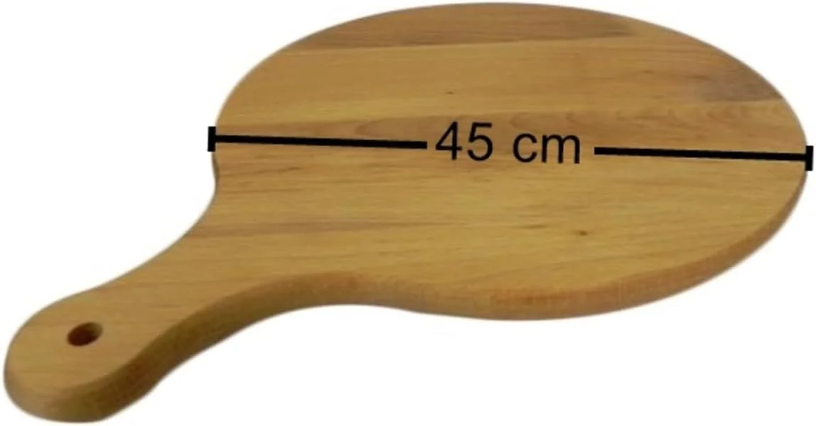 تخته پیتزای چوبی گرد با دسته، صفحه چوبی دایره ای، تخته برش، سرو پیتزا، چوب جامد - 45 سانتی متر تخته پیتزای چوبی گرد با دسته، صفحه چوبی دایره ای، تخته برش، سرو پیتزا، چوب جامد - 45 سانتی متر