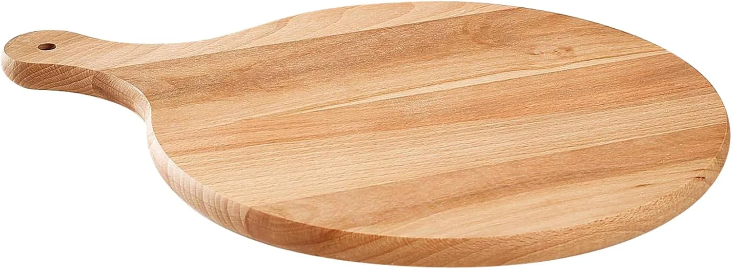 تخته پیتزای چوبی گرد با دسته، صفحه چوبی دایره ای، تخته برش، سرو پیتزا، چوب جامد - 50 سانتی متر تخته پیتزای چوبی گرد با دسته، صفحه چوبی دایره ای، تخته برش، سرو پیتزا، چوب جامد - 50 سانتی متر