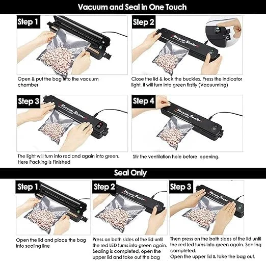 دستگاه وکیوم سیلر اتوماتیک 90 وات – سیستم قدرتمند نگهداری مواد غذایی برای گوشت، میوه و سبزیجات | تازگی غذا را تا 5 برابر بیشتر حفظ کنید