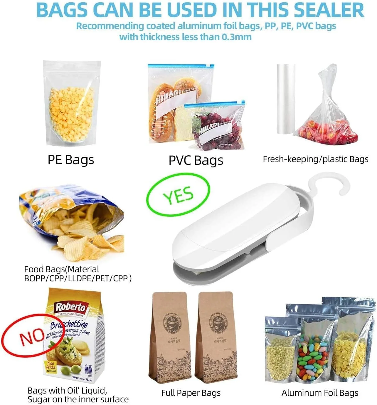 【2 عددی】 مینی دستگاه پرس کیسه، دستگاه پرس حرارتی پلاستیکی قابل حمل، استفاده آسان، دستگاه پرس حرارتی 2 در 1، دستگاه وکیوم حرارتی سریع، برای کیسه های پلاستیکی، کیسه های تازه، نگهداری مواد غذایی، طراحی زیبا