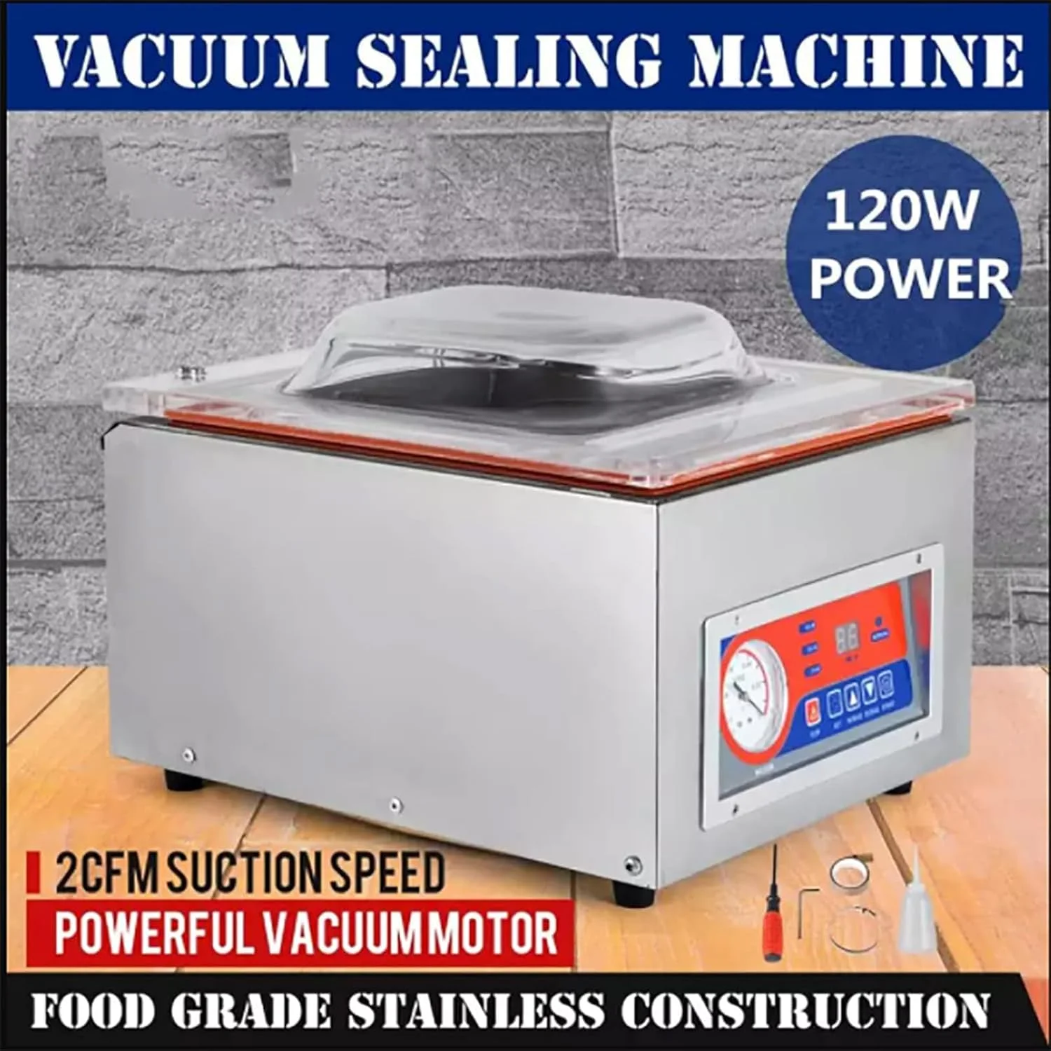 دستگاه بسته بندی وکیوم محفظه ای، دستگاه وکیوم مواد غذایی آشپزخانه تجاری با نرخ پمپاژ 30 میلی متر، دستگاه وکیوم مواد غذایی برای نگهداری مواد غذایی، استفاده خانگی و تجاری