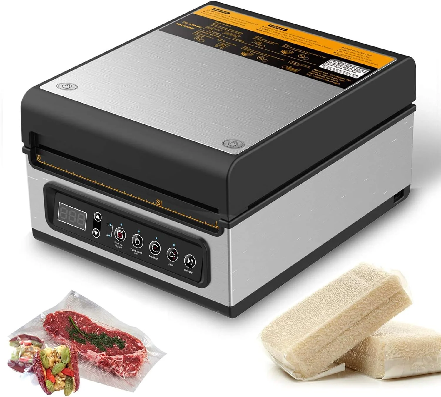 دستگاه وکیوم بسته بندی محفظه ای، دستگاه بسته بندی وکیوم تجاری 240 وات، سیستم نگهداری و بسته بندی مواد غذایی با طول 25.4 سانتی متر برای مواد غذایی خشک، مرطوب، مایع و آبدار Zeenyi دستگاه وکیوم بسته بندی محفظه ای، دستگاه بسته بندی وکیوم تجاری 240 وات، سیستم نگهداری و بسته بندی مواد غذایی با طول 25.4 سانتی متر برای مواد غذایی خشک، مرطوب، مایع و آبدار Zeenyi