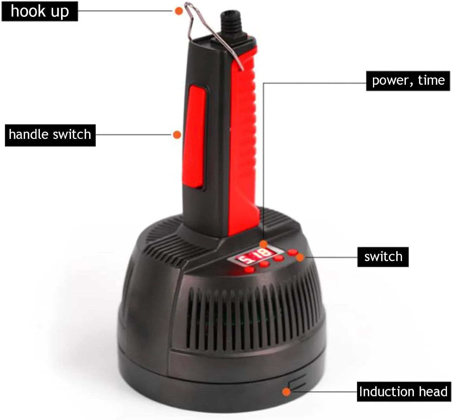 دستگاه سیل القایی دستی CHUANGRUN، دستگاه پلمپ الکترومغناطیسی قابل حمل (20-90 میلی متر)، دستگاه پلمپ درب فویل آلومینیومی بطری، استفاده آسان برای بطری پلاستیکی، بطری شیشه ای
