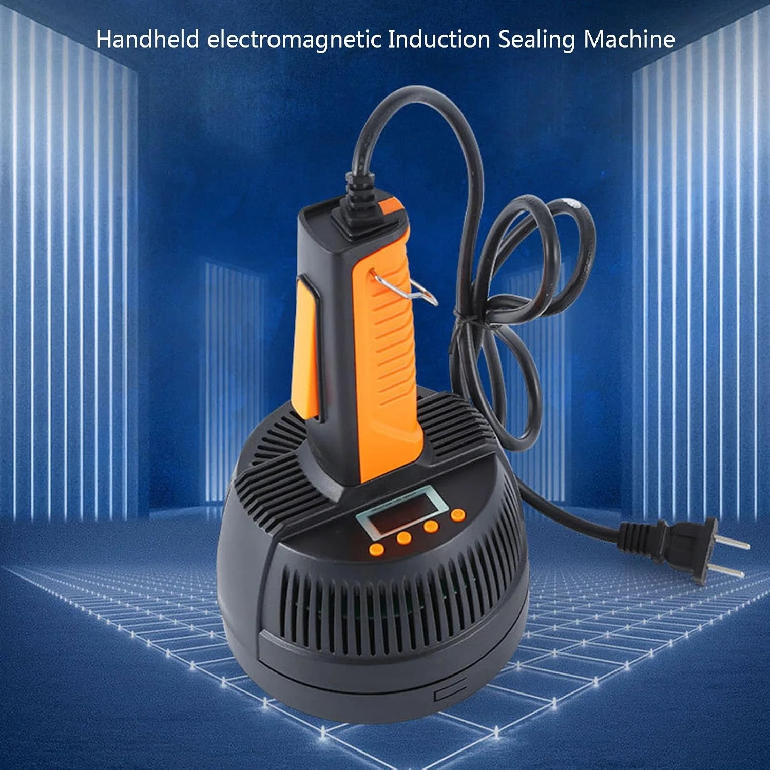 دستگاه سیل القایی دستی، درب بند القایی الکترومغناطیسی قابل حمل، دستگاه مهر و موم فویل آلومینیومی درب بطری، برای قطر درب 20mm-100mm، بطری های پلاستیکی شیشه ای