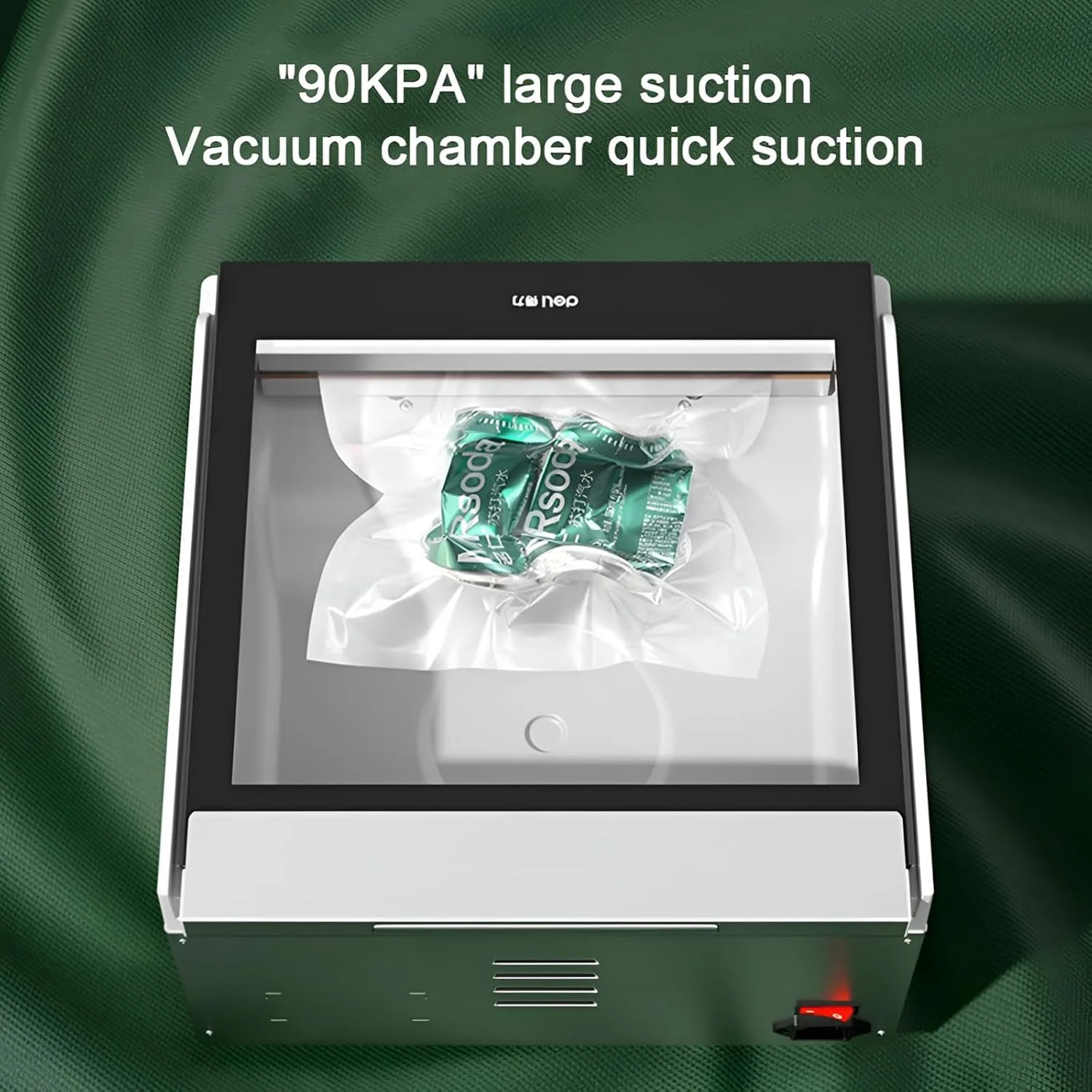 دستگاه وکیوم بسته بندی مواد غذایی تجاری به همراه 20 کیسه، دارای مُد آب بندی تک لمسی و تنظیم سرعت سه حالته، مناسب برای نگهداری مواد غذایی خشک و مرطوب