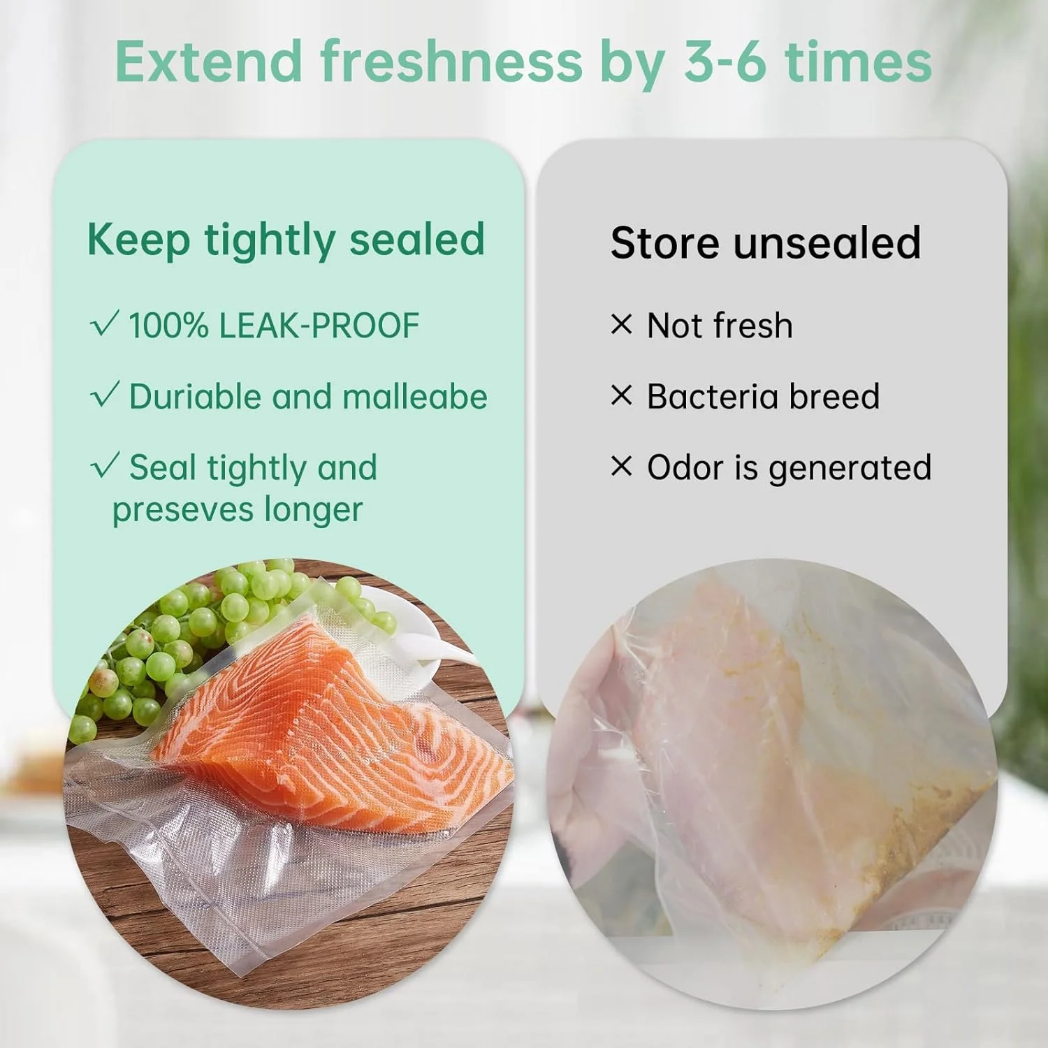 رول کیسه های دستگاه وکیوم سازگار با دستگاه وکیوم Anova Culinary، 2 بسته 11 اینچ در 16.4 فوت، درجه تجاری، کیسه های وکیوم مواد غذایی بدون BPA برای نگهداری مواد غذایی، سو وید