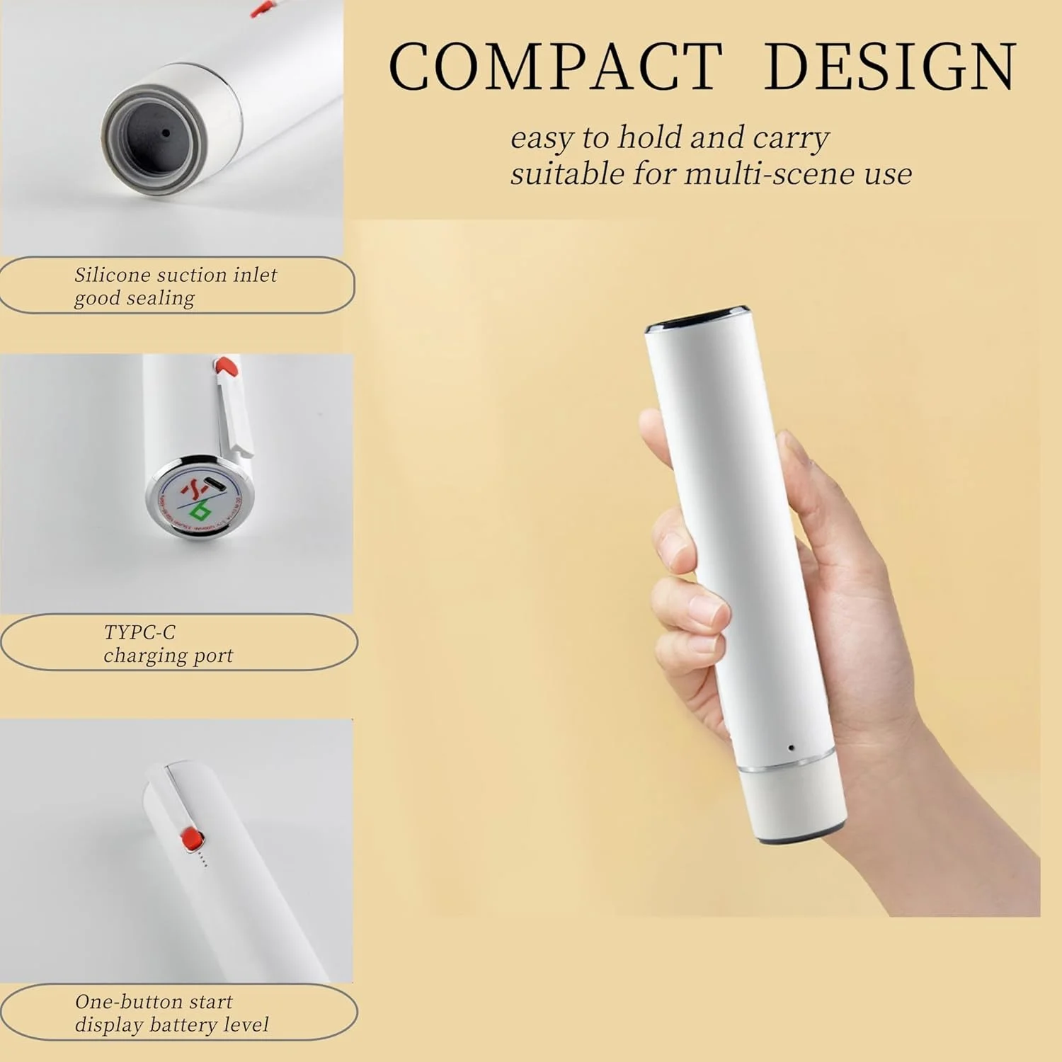 دستگاه وکیوم سیلر بی سیم دستی برای نگهداری مواد غذایی به همراه 10 کیسه قابل استفاده مجدد