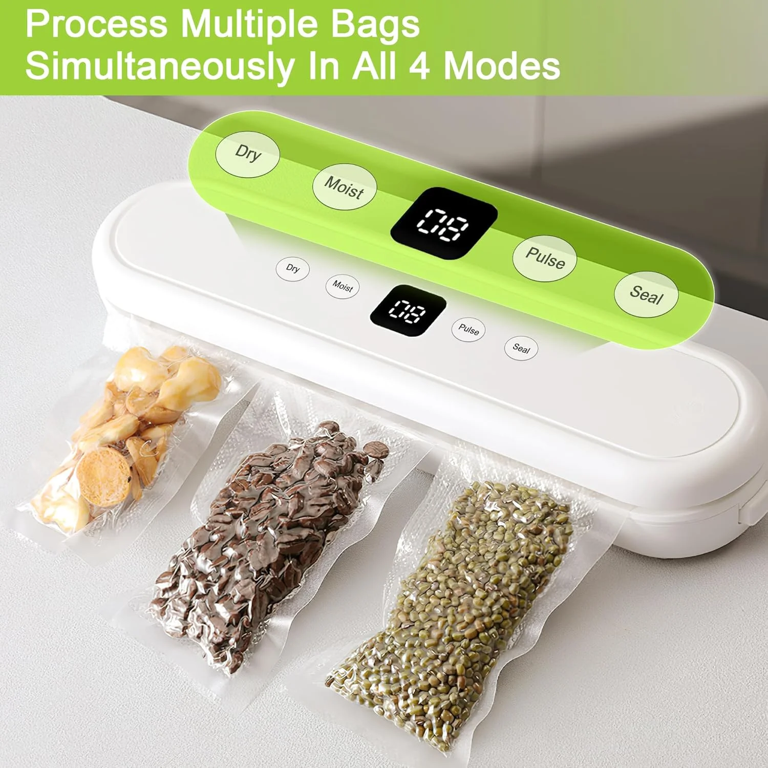 دستگاه وکیوم سیلر Cosyinsofa با نمایشگر دیجیتال، 80kPa، دستگاه پلمپ اتوماتیک تک لمسی با 10 کیسه وکیوم، سیستم نگهداری مواد غذایی، سفید