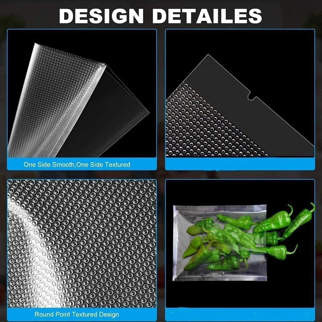 کیسه های وکیوم Coralblue، این کیسه های غذای برجسته در اندازه های مختلف عالی برای آماده سازی غذا و نگهداری مواد غذایی، بسته 60 عددی (20 عدد 15x20 سانتی متر، 25x20 سانتی متر، 20 عدد 17x20 سانتی متر) - (50)